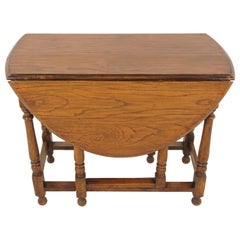 Antique Gateleg Table, Oak, Oval Drop Leaf Table, Scotland, 1920