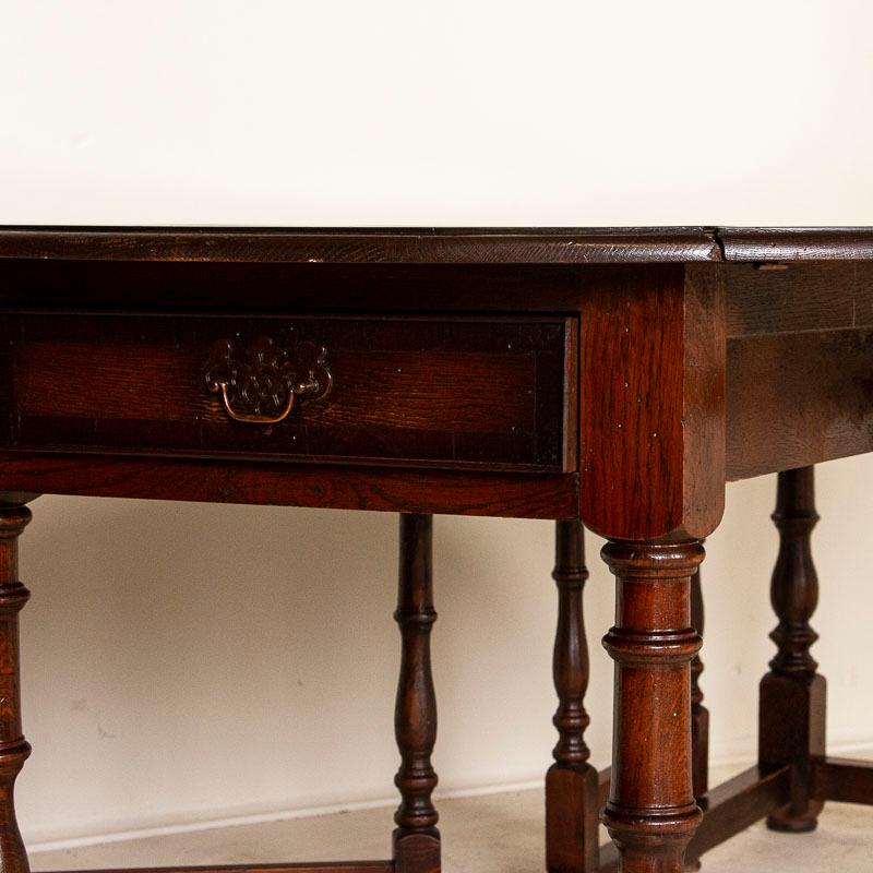 Wood Antique Gateleg Wake Drop-Leaf Table with Drawers from England
