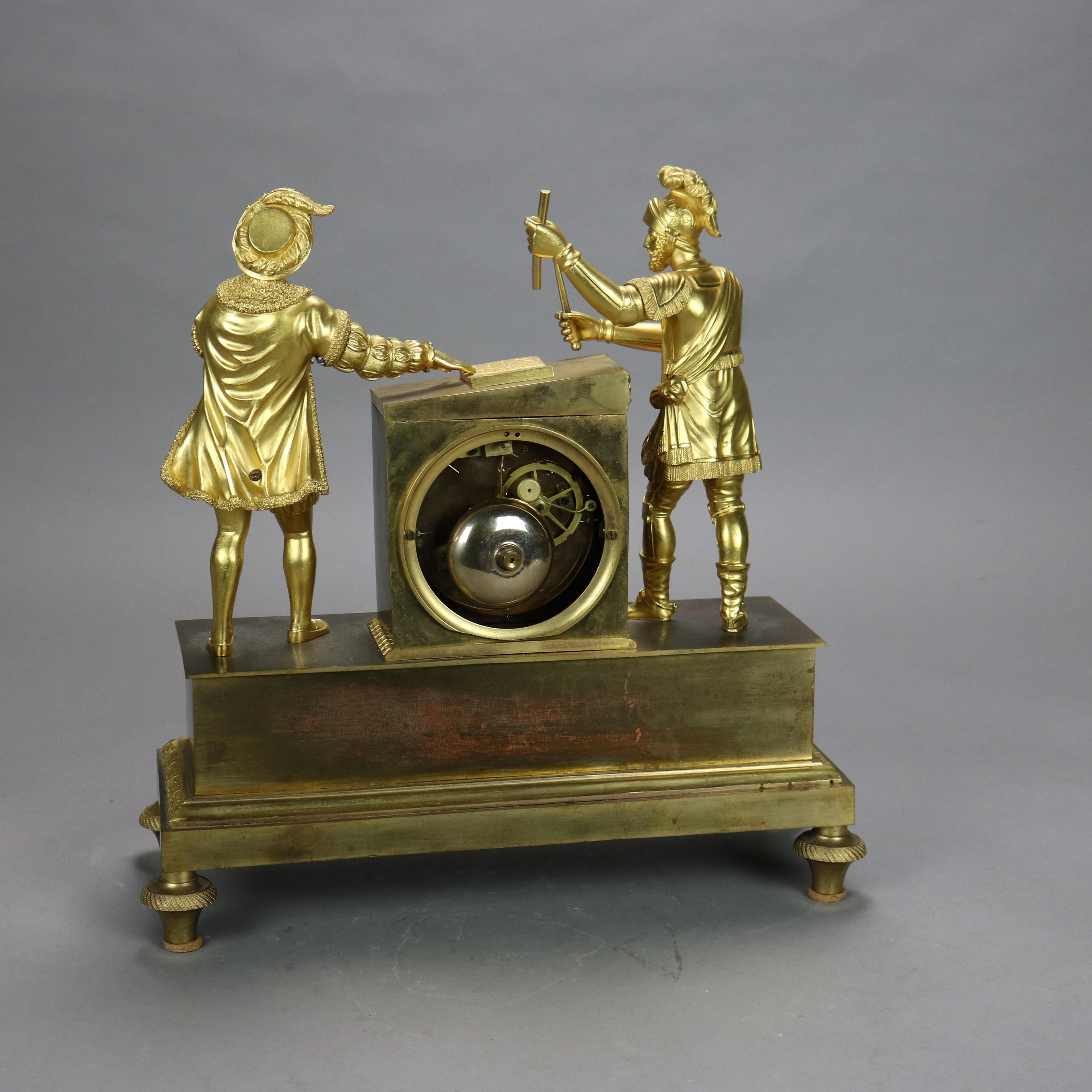 Antique Gaulin A’ Paris French Empire Gilt Bronze Figural Clock C1830 4