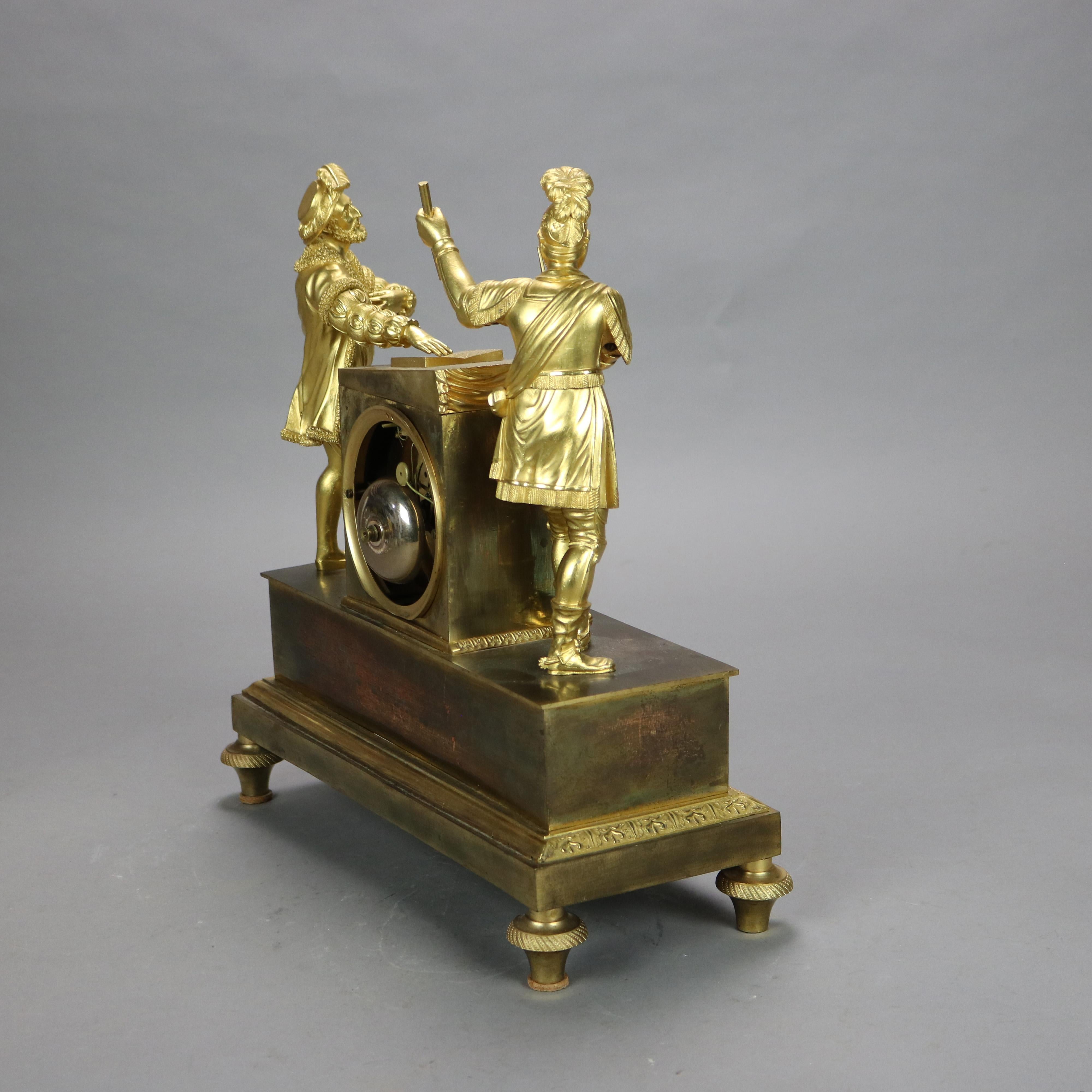 Antique Gaulin A’ Paris French Empire Gilt Bronze Figural Clock C1830 5