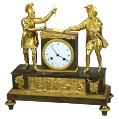 Antique Gaulin A’ Paris French Empire Gilt Bronze Figural Clock C1830