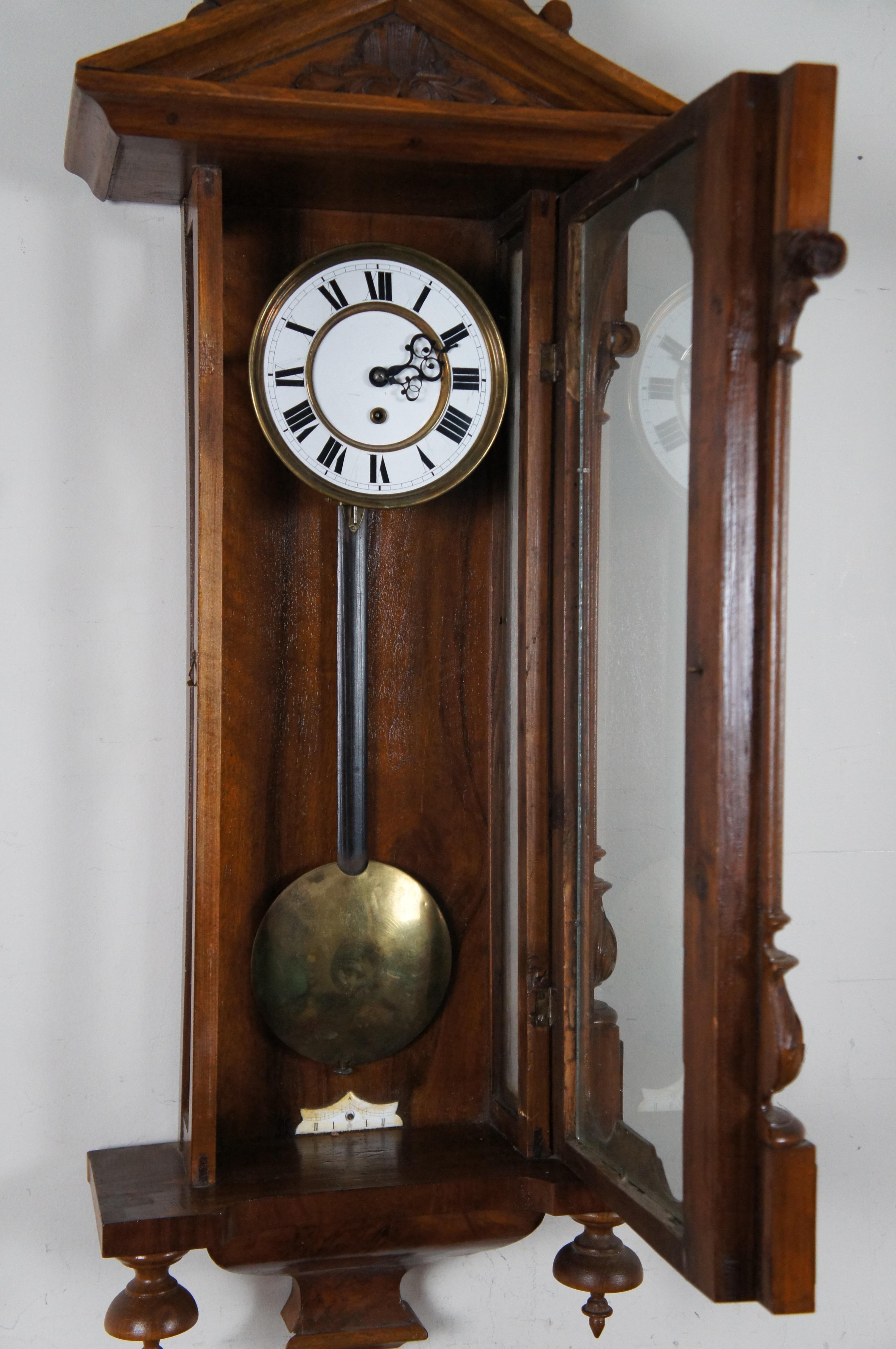 19th Century Antique Gebruder Resch Vienna Walnut Regulator Wall Clock Remember Ovrm Federal