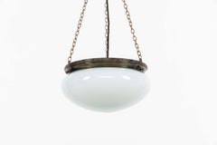 Antique GEC Blown Opaline Glass Plafonnier Light Pendant, C.1920