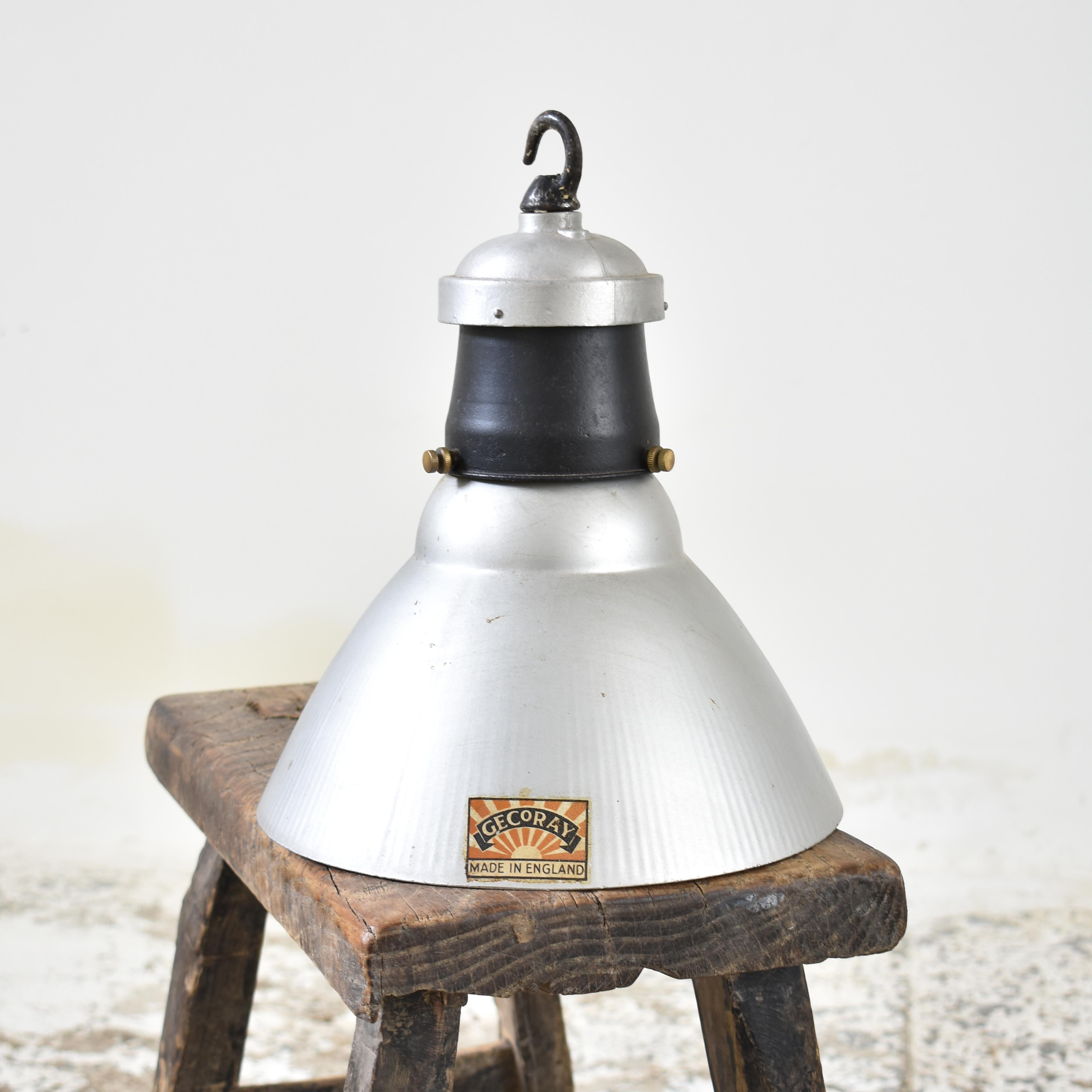 Mid-Century Modern Antique GEC Holophane Church Glass Kitchen Pendant  Light For Sale