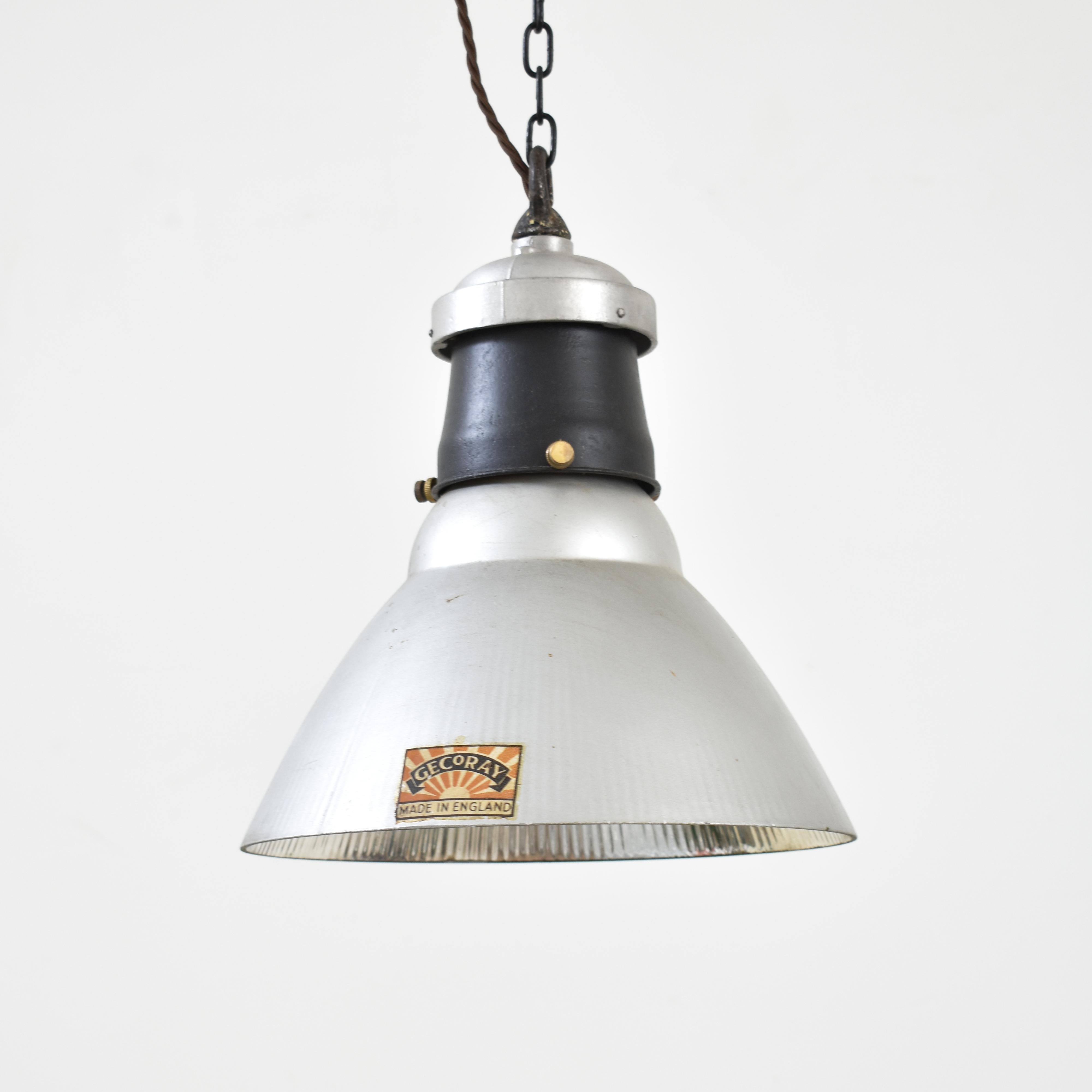 20th Century Antique GEC Holophane Church Glass Kitchen Pendant  Light For Sale