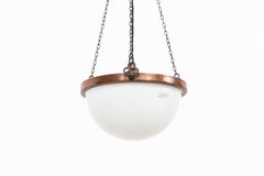 Antique GEC 'Superlux' Pressed Opaline Glass Plafonnier Light Pendant, C.1920