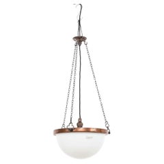 Antique GEC 'Superlux' Pressed Opaline Glass Plafonnier Light Pendant, C.1920