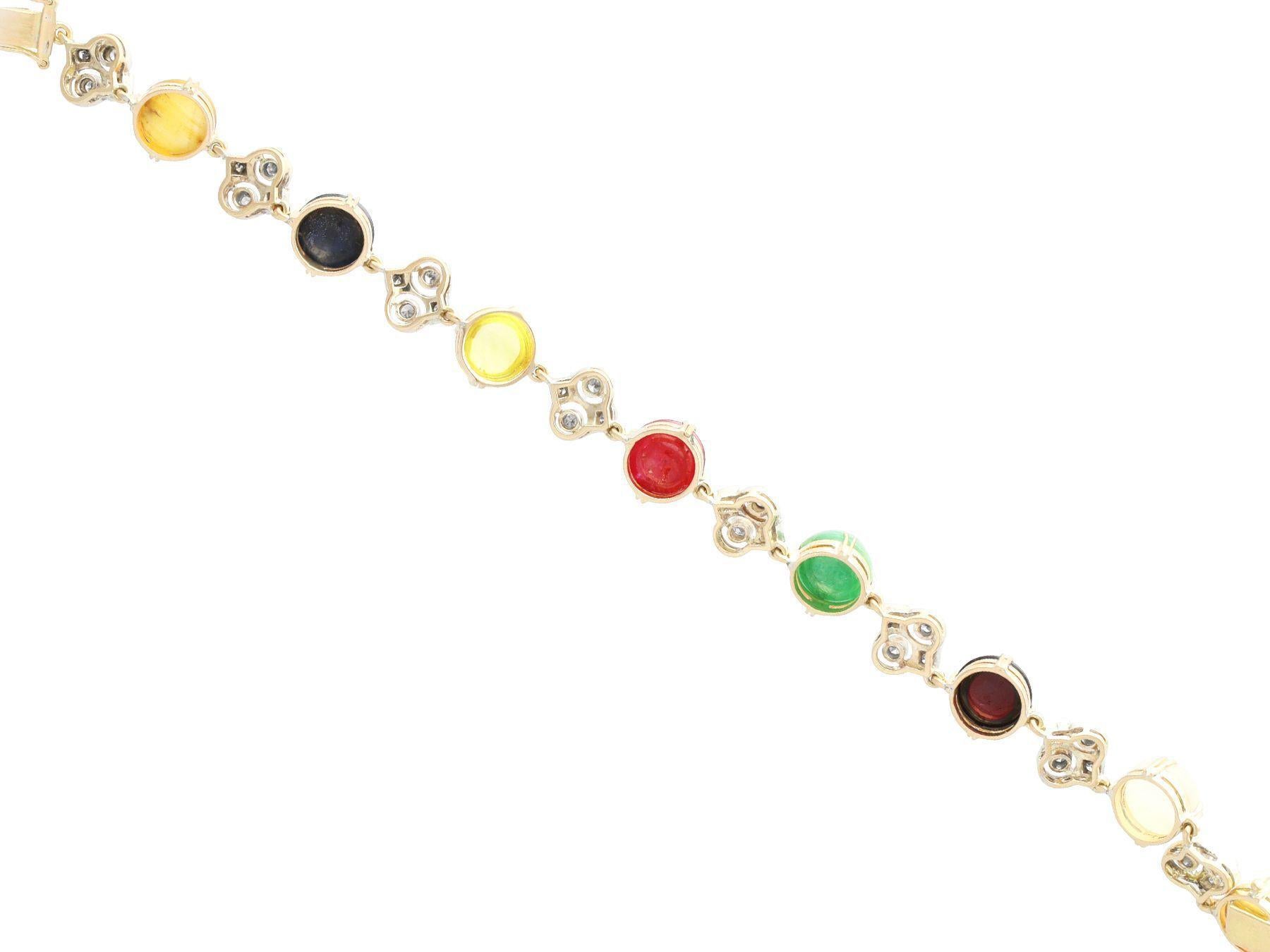 Antique Gemstone and Yellow Gold Bracelet and Pendant Suite In Excellent Condition For Sale In Jesmond, Newcastle Upon Tyne