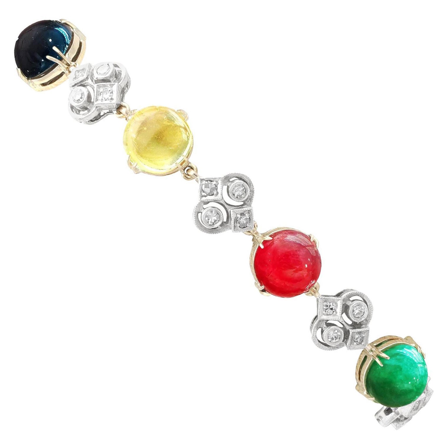 Antikes Edelstein- und Gelbgold-Armband und Anhänger-Suite