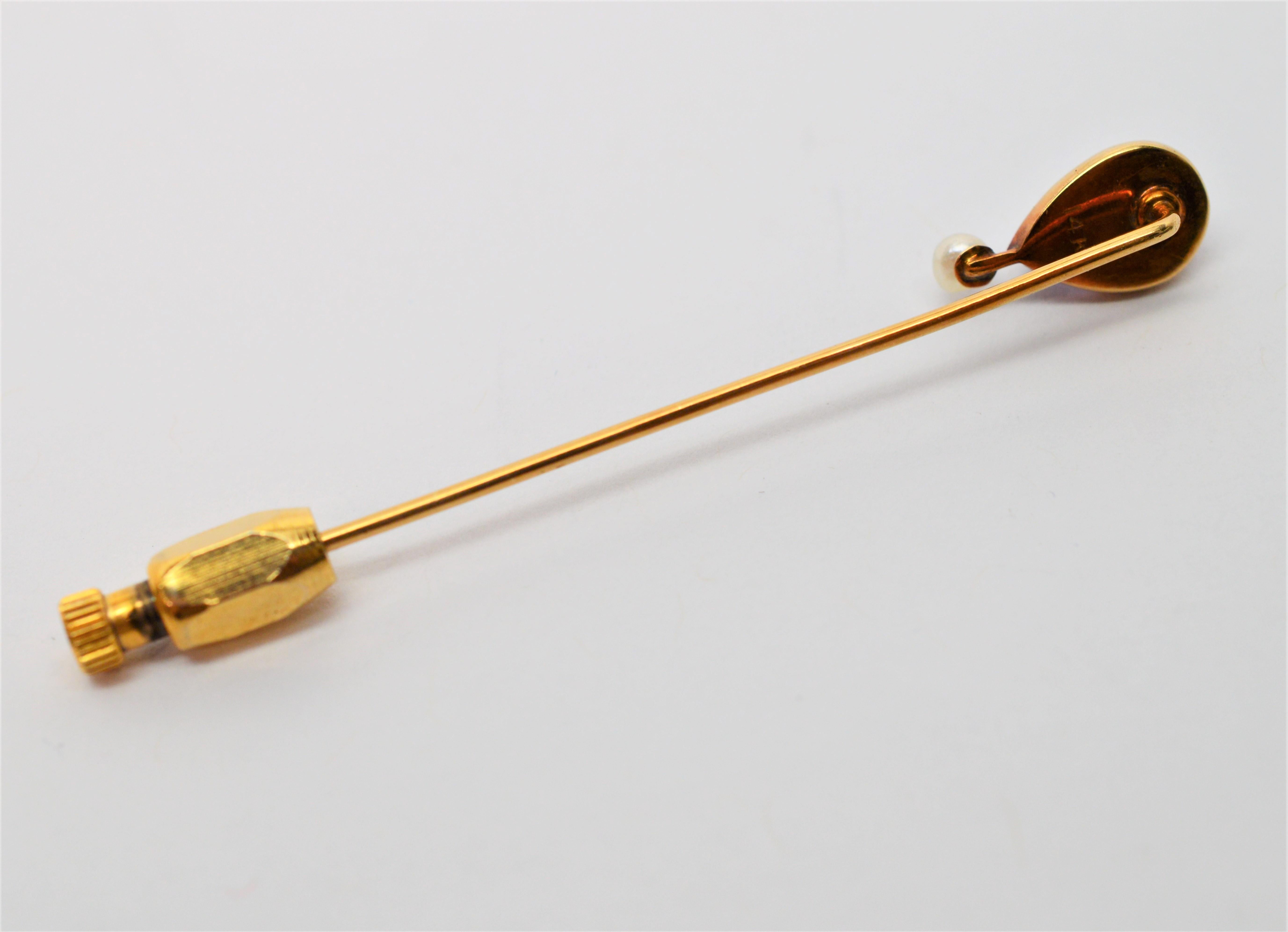 Antique Gemstone Decorative Gold Stick Pin Duo In Good Condition In Mount Kisco, NY