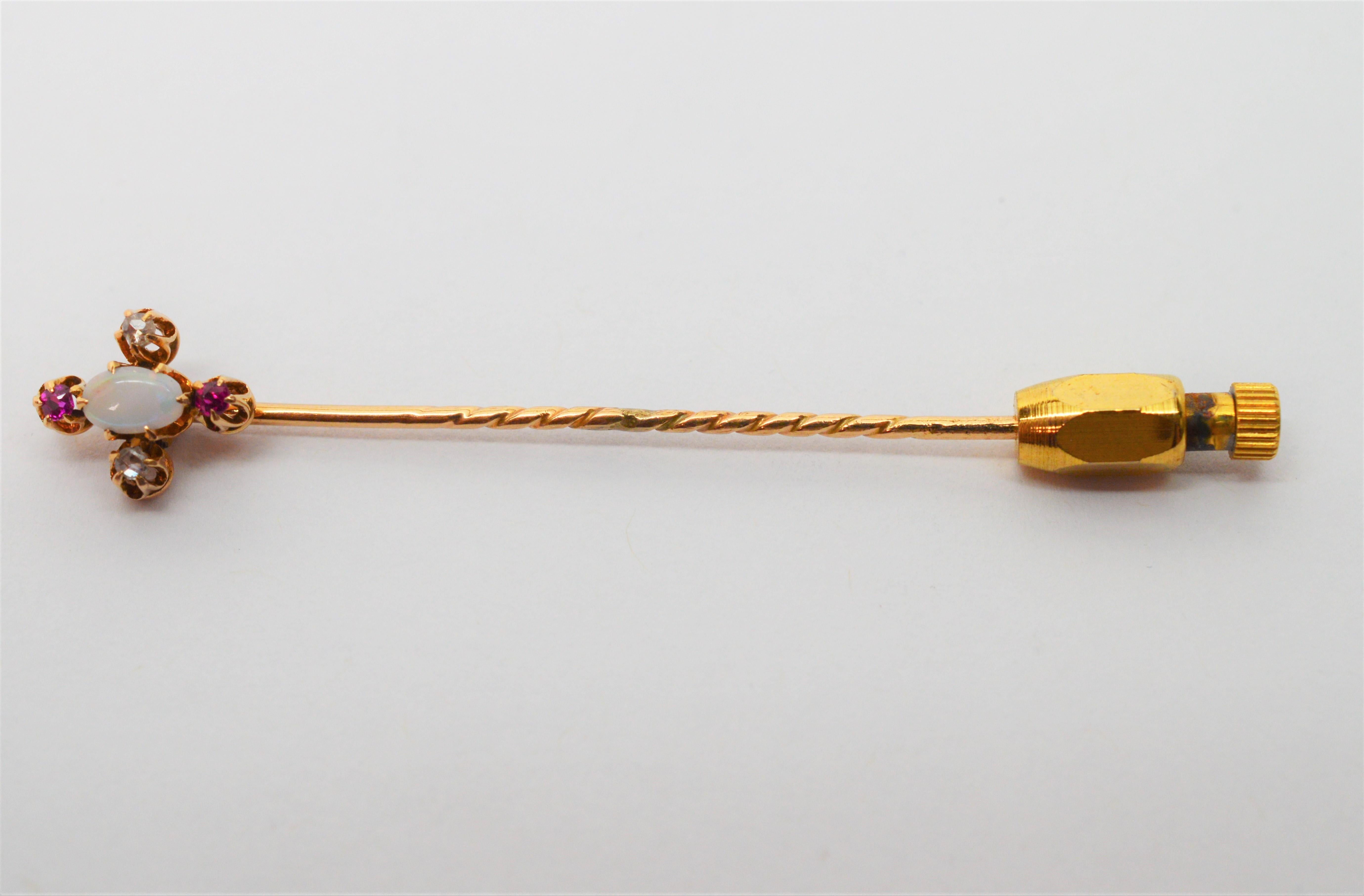 Women's Antique Gemstone Decorative Gold Stick Pin Duo