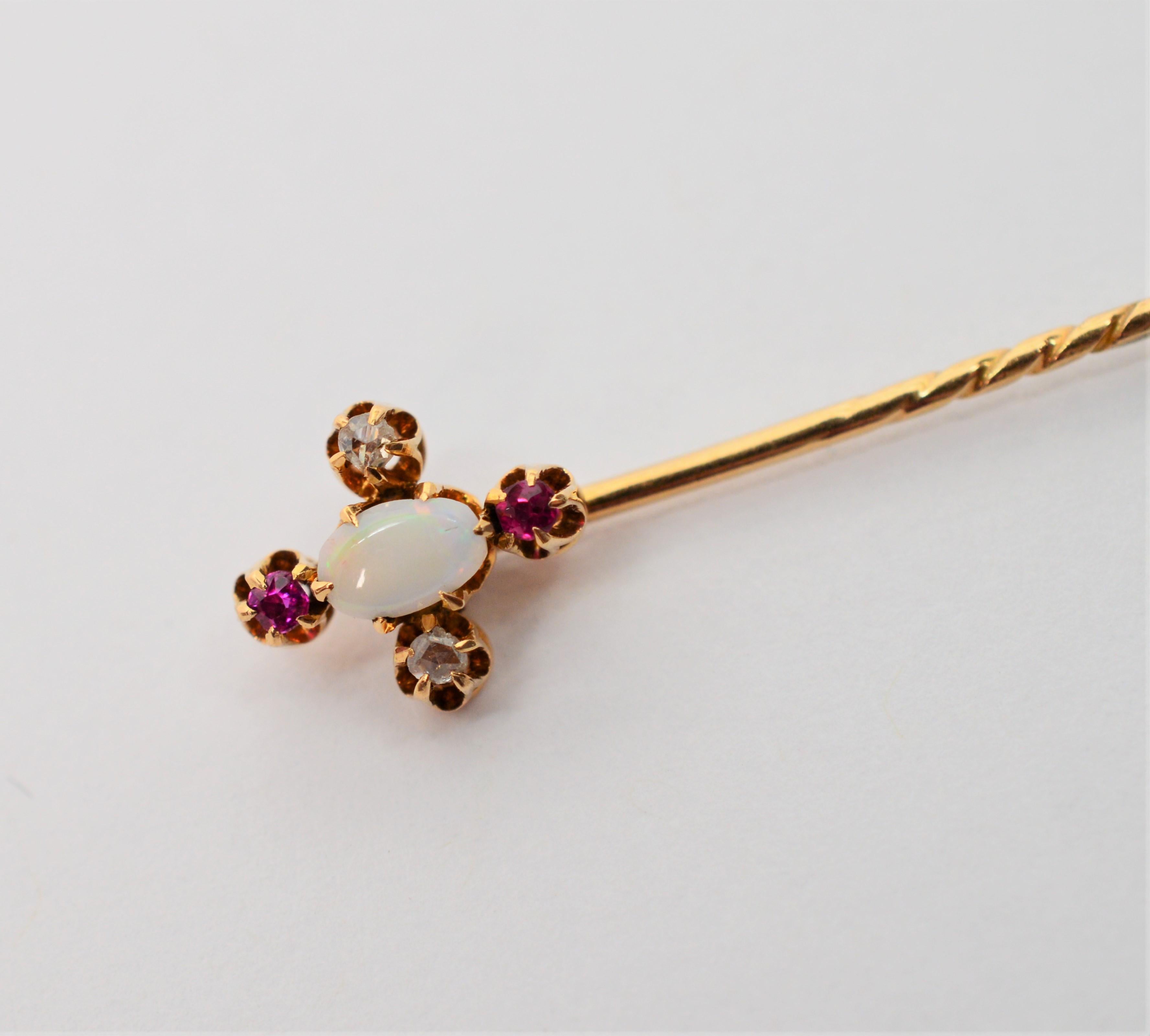 Antique Gemstone Decorative Gold Stick Pin Duo 1