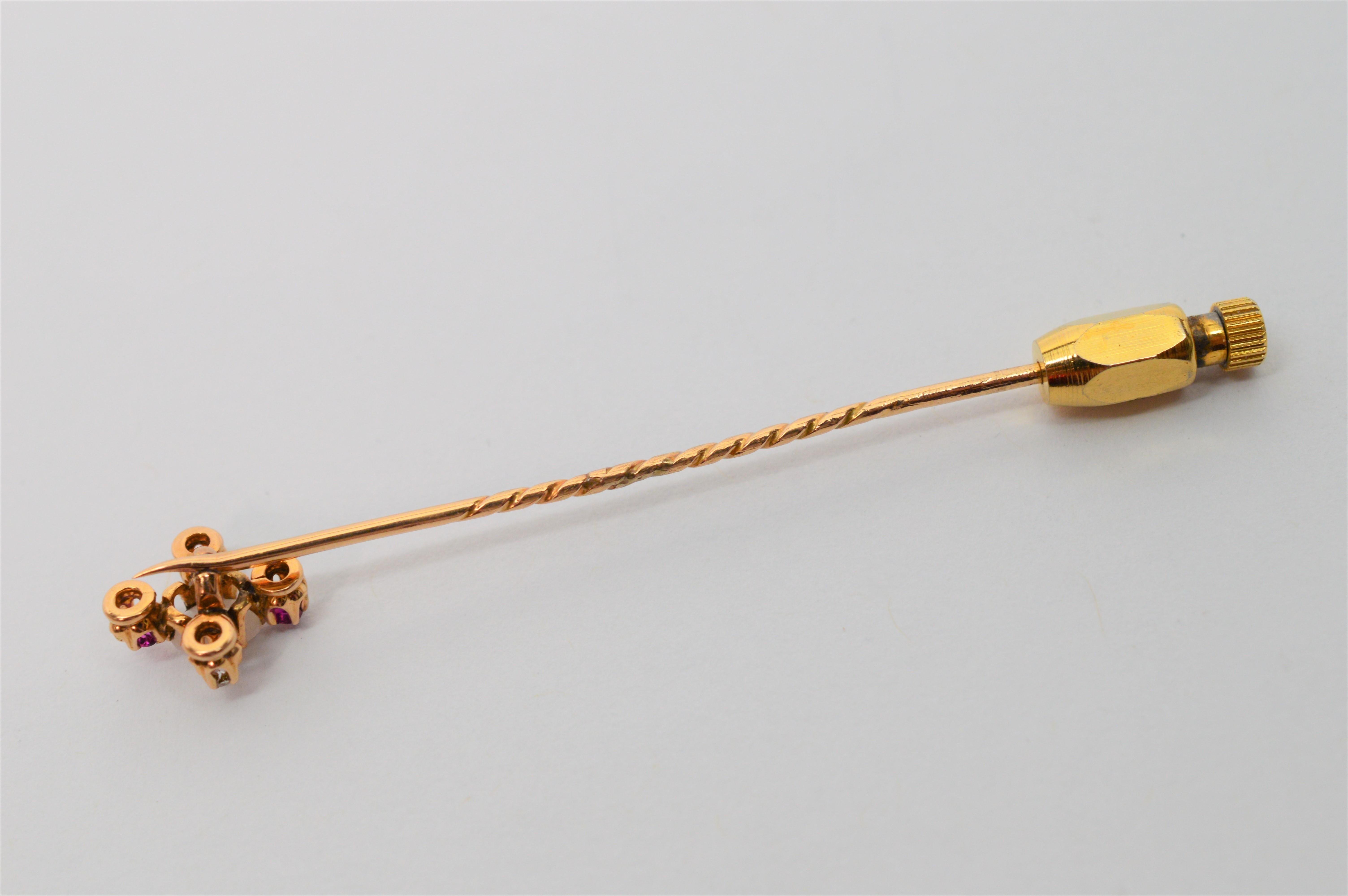 Antique Gemstone Decorative Gold Stick Pin Duo 2