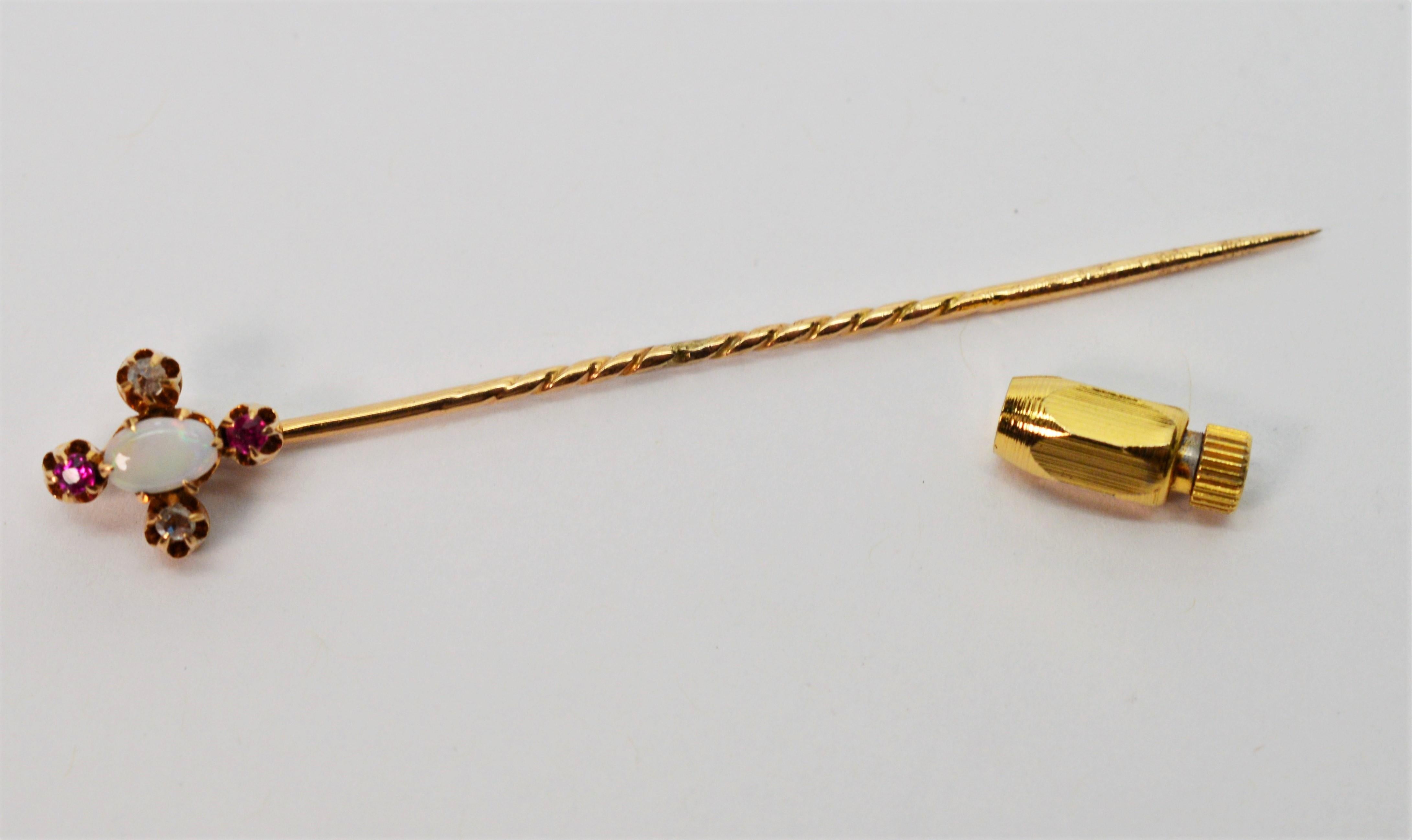Antique Gemstone Decorative Gold Stick Pin Duo 3