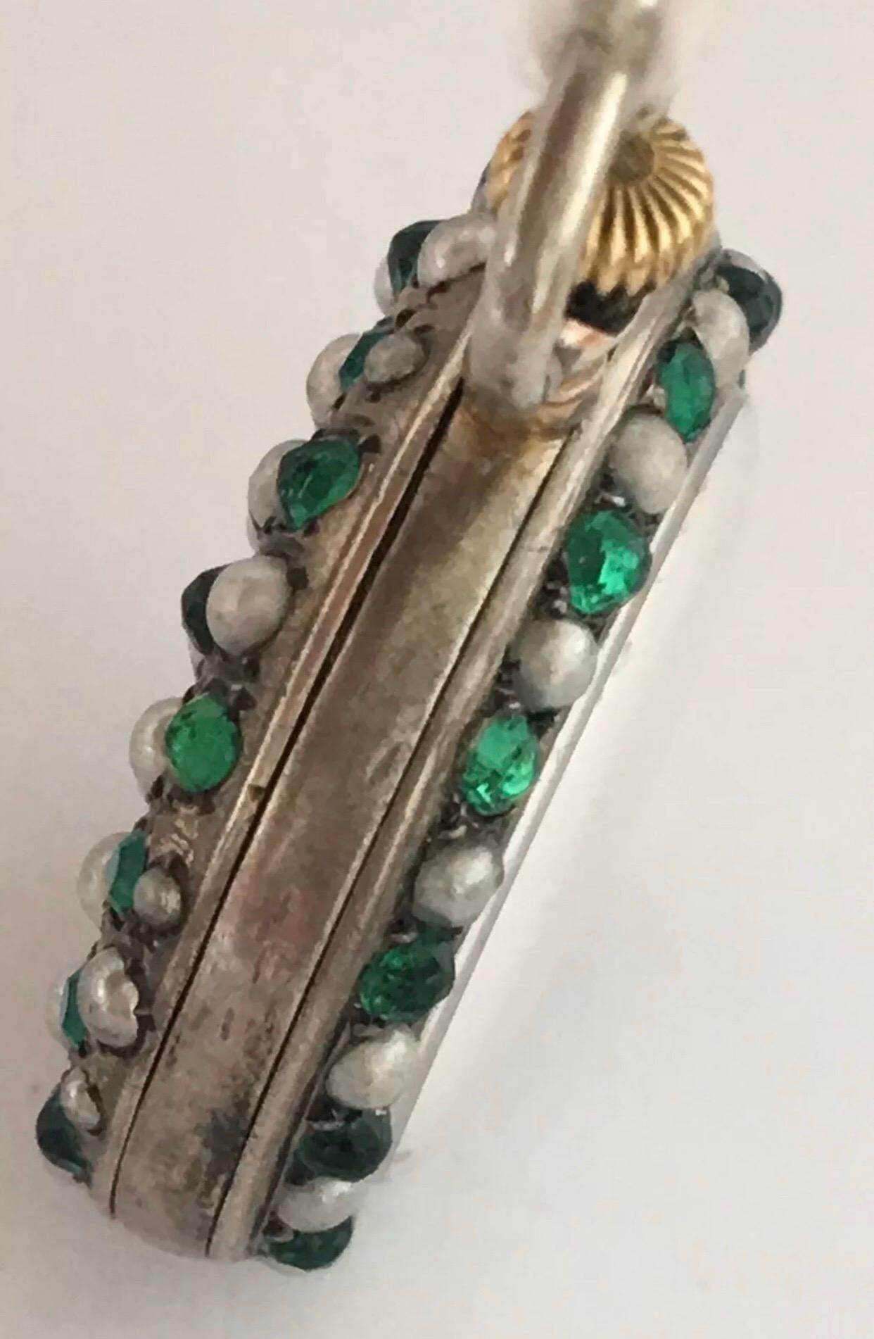 Antique Gemstones Seeded Pearl Silver Pocket / Fob Watch In Good Condition In Carlisle, GB