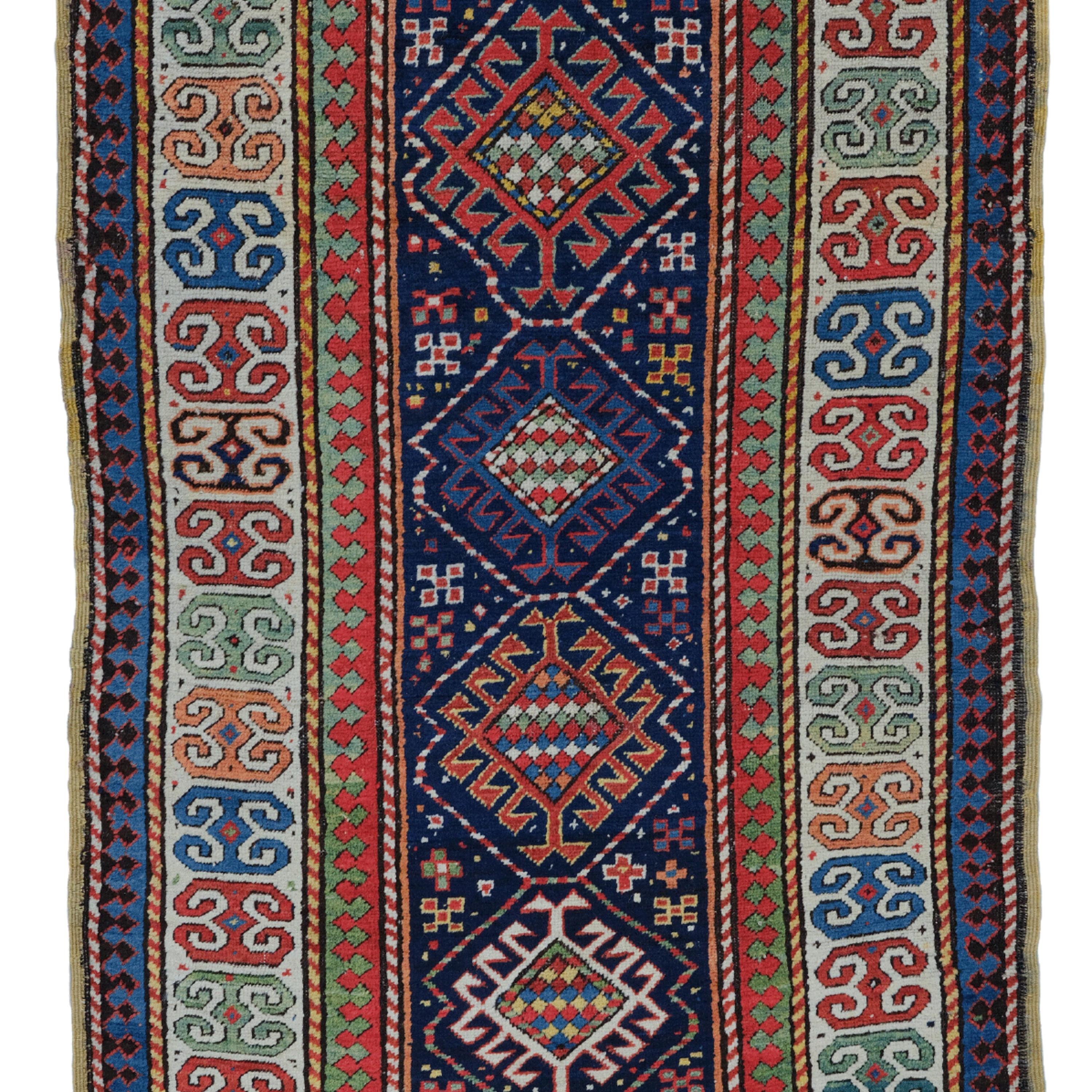 Antique Gendje Runner - 19th Century Caucasian Gendje Runner, Antique Rug In Good Condition For Sale In Sultanahmet, 34