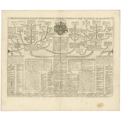 Antique Genealogy Chart of the German House of Mecklenburg, 1732