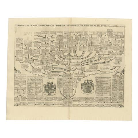 Antique Genealogy Chart of the House of Holstein, 1732