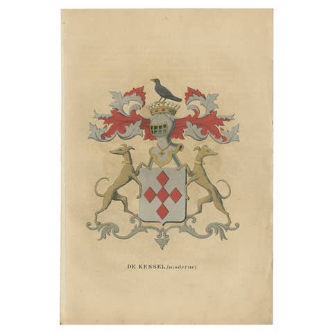 Antique Genealogy Print of the 'De Kessel' Family by Herckenrode, 1862