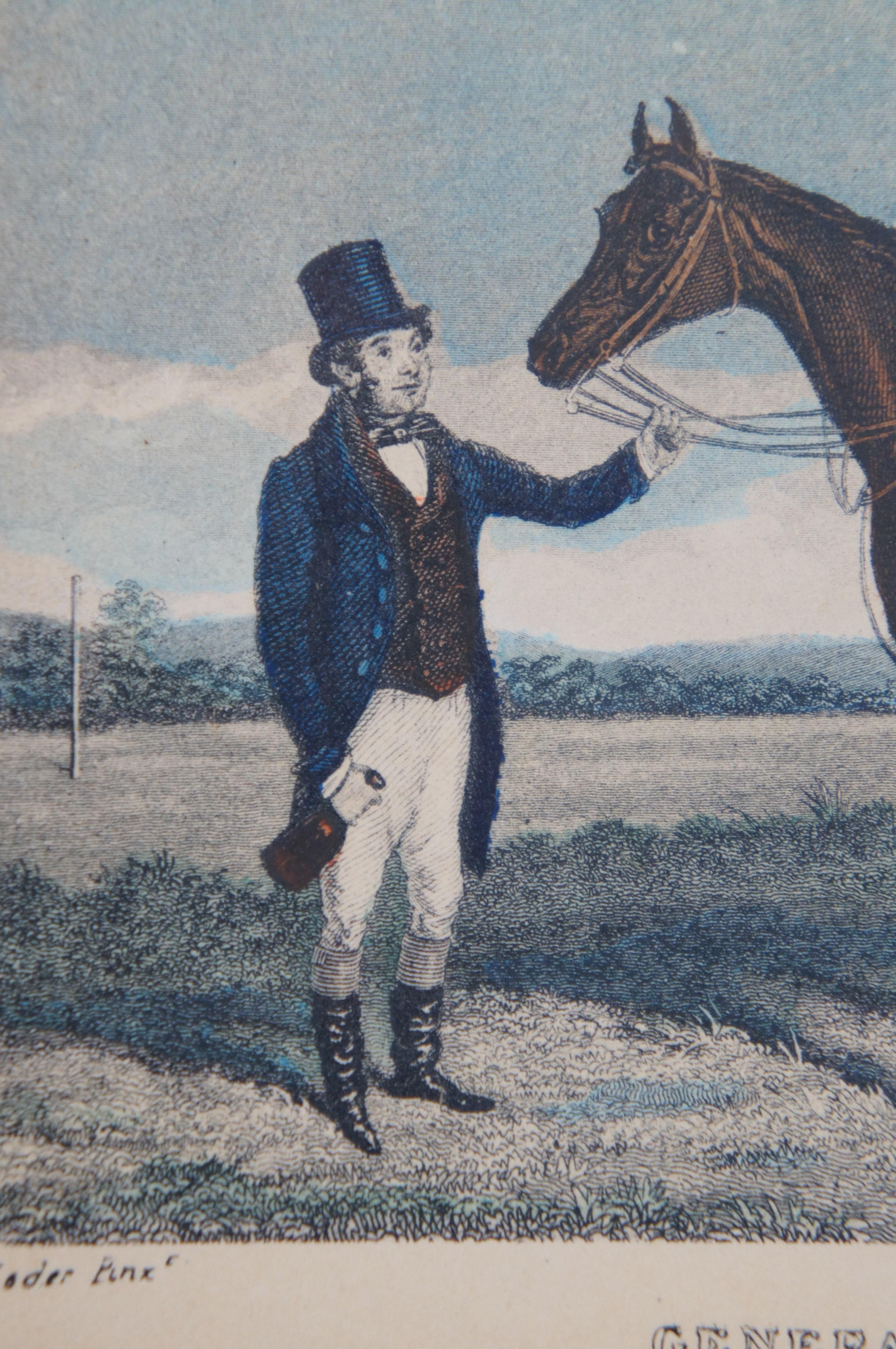 Antique General Gilbert on Vision Colored Equestrian Horse Jockey Engraving 4