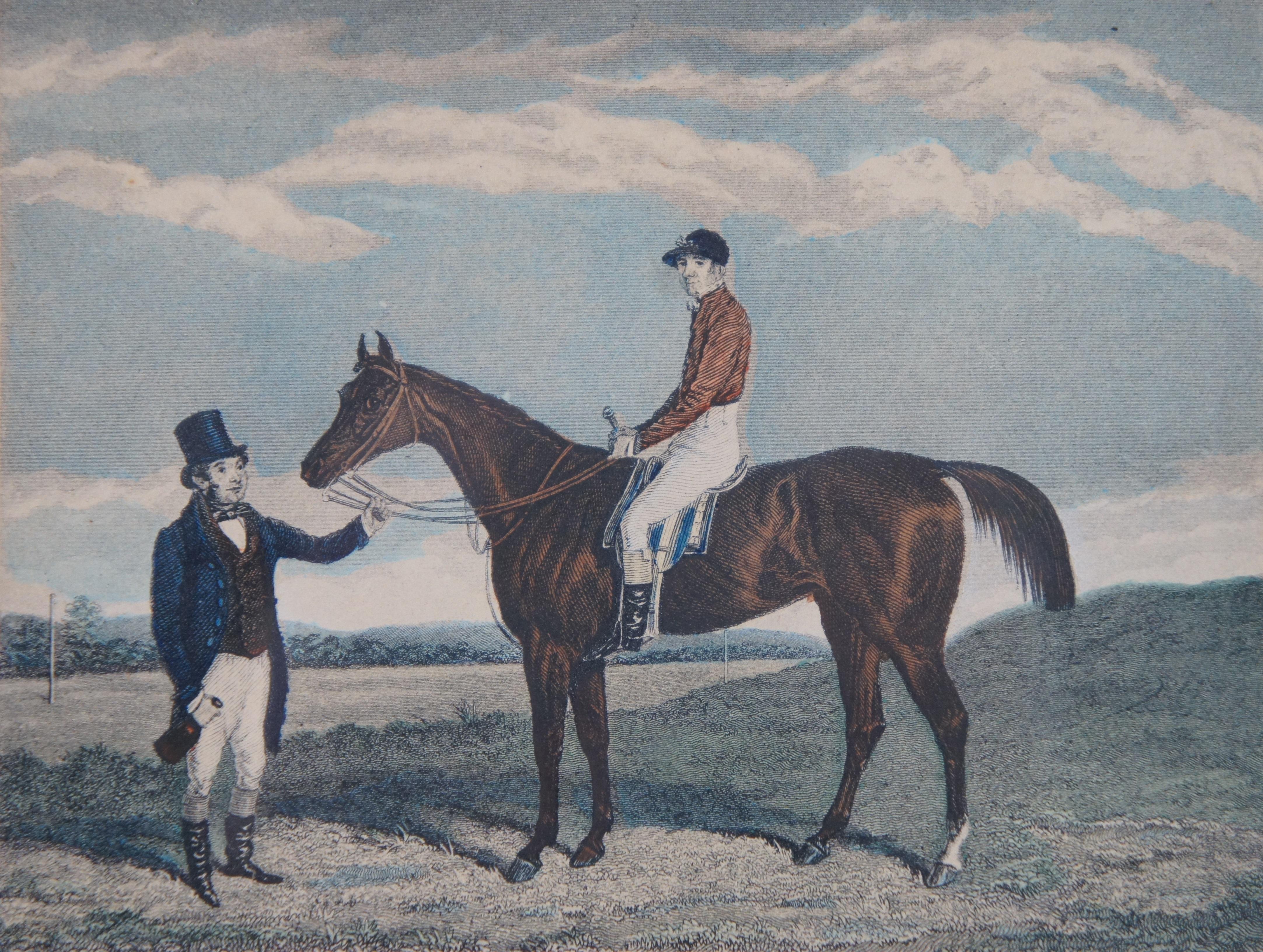 Paper Antique General Gilbert on Vision Colored Equestrian Horse Jockey Engraving