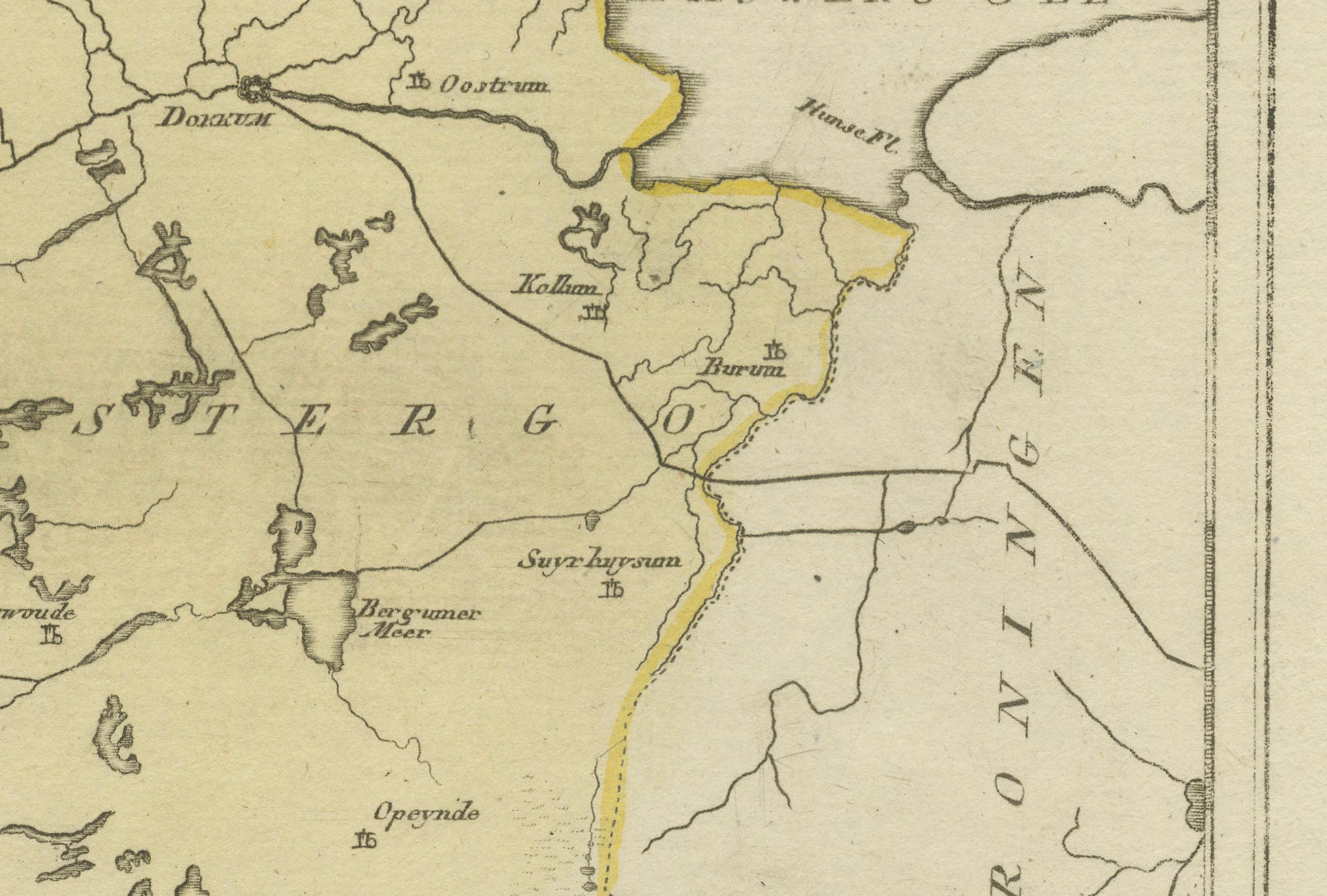 Papier Ancienne carte générale de la Frise - Carte provinciale hollandaise par von Reilly, 1791 en vente