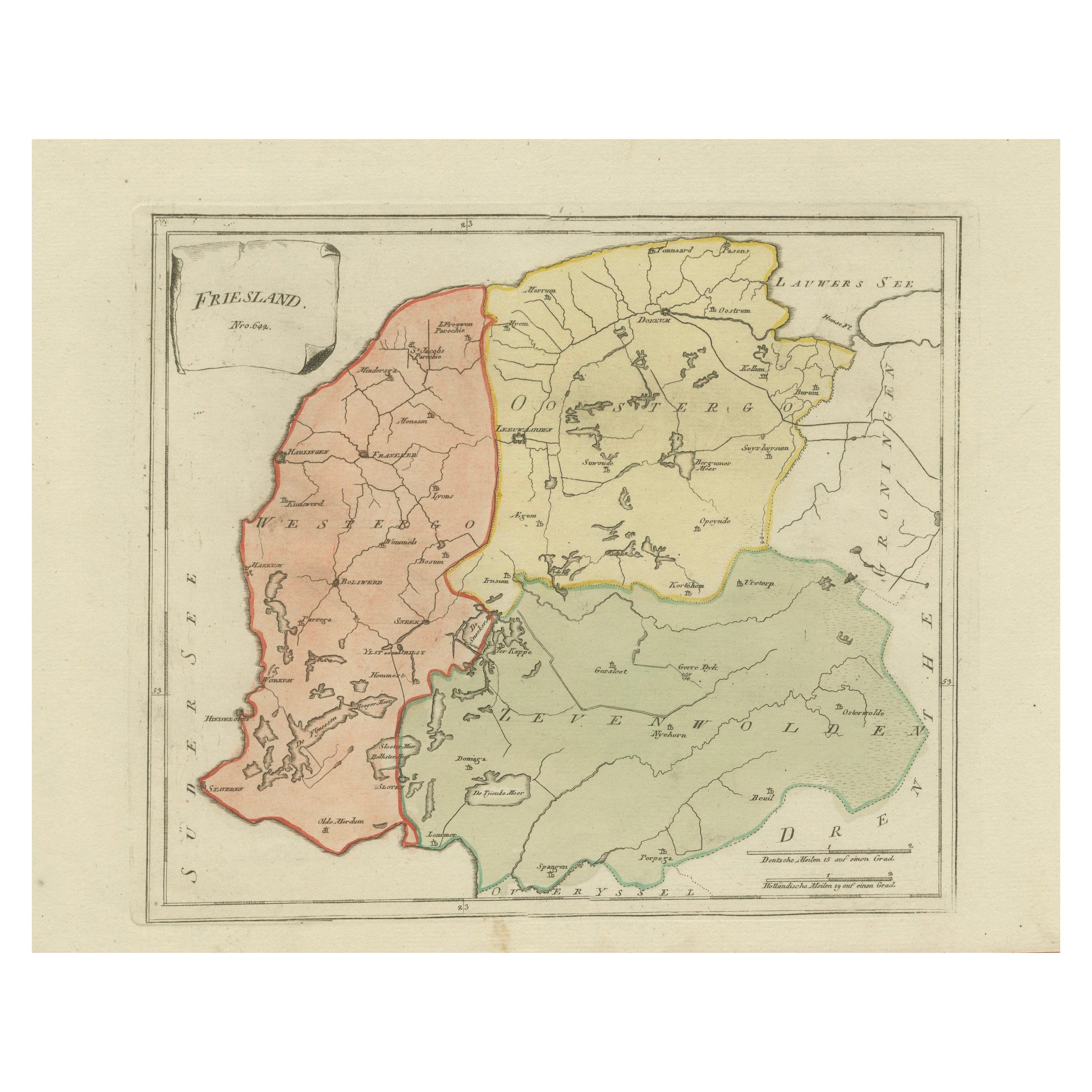 Ancienne carte générale de la Frise - Carte provinciale hollandaise par von Reilly, 1791