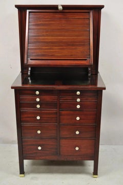 Antique General Optical Mahogany Ophthalmic Cabinet Roll Top Medical Work Desk