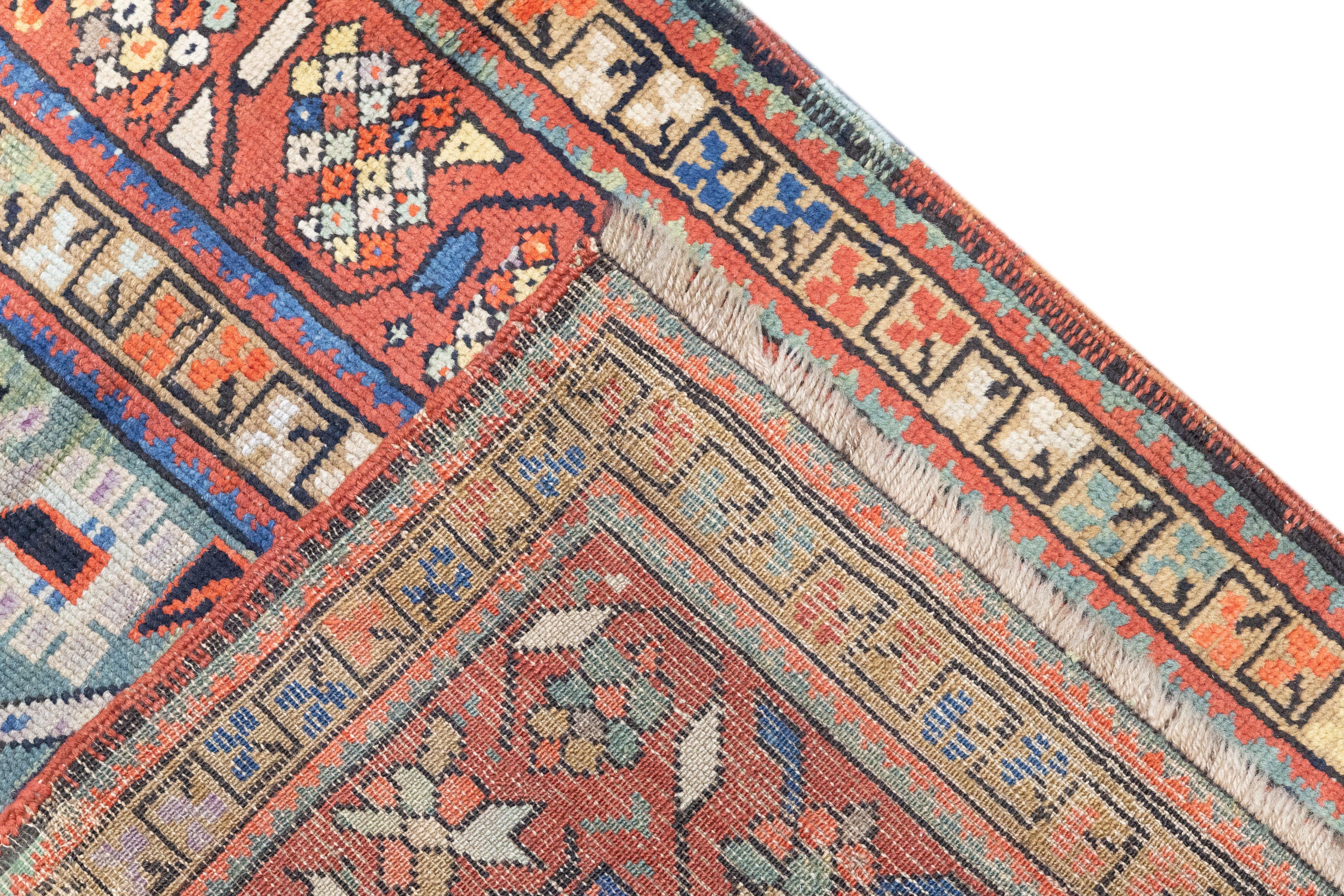 Alfombra antigua Genje Kazak 3'11'' x 11'1'' en venta 5