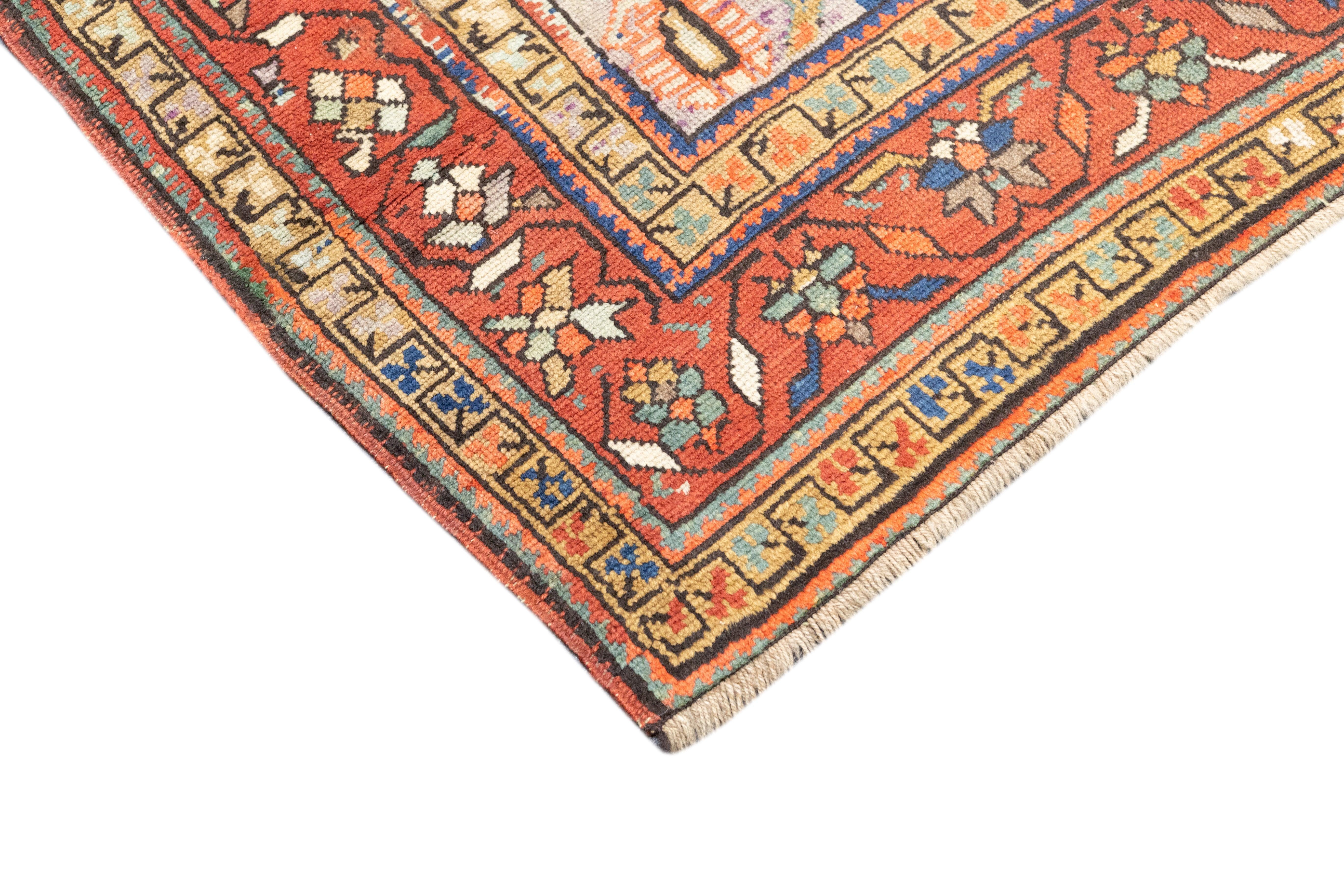 Alfombra antigua Genje Kazak 3'11'' x 11'1'' Caucásico en venta