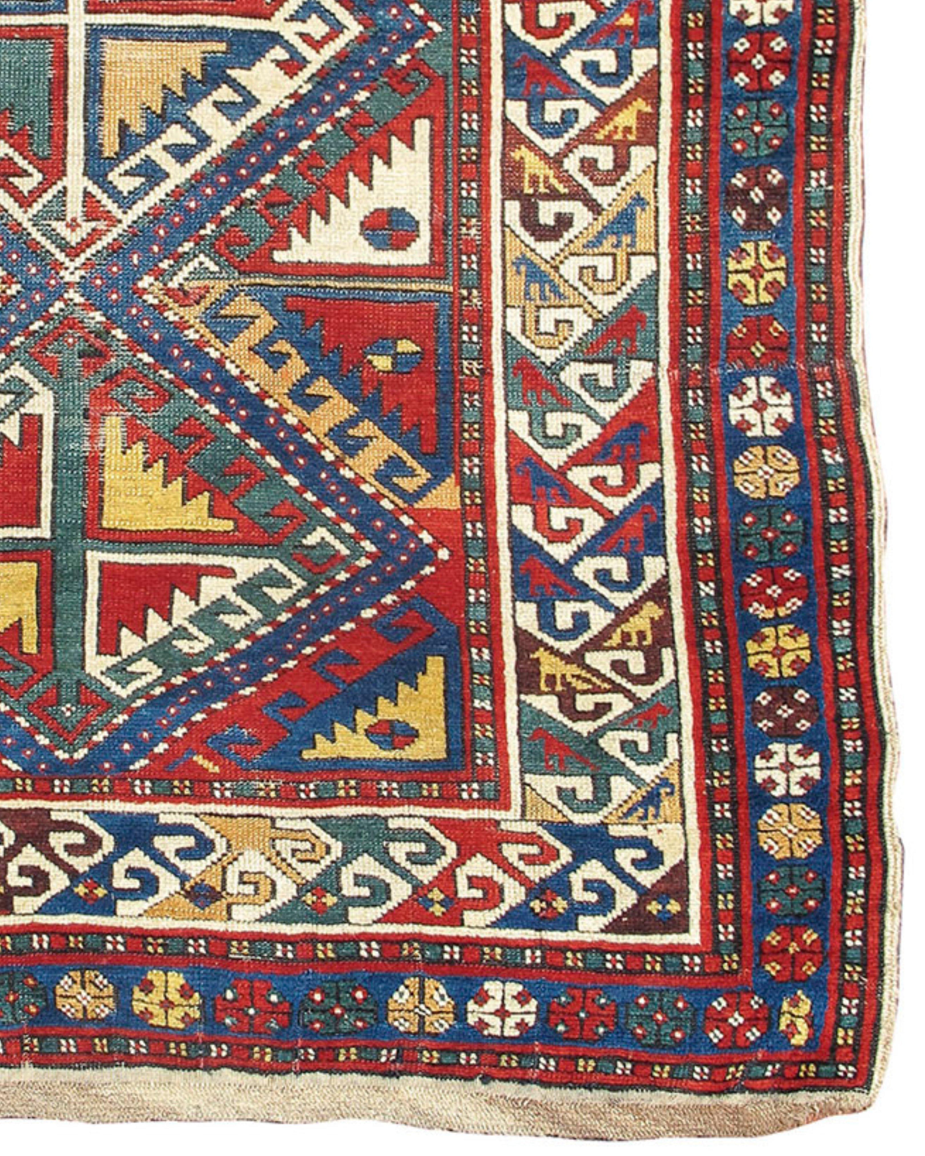 Wool Antique Persian Genje Rug, 19th Century For Sale