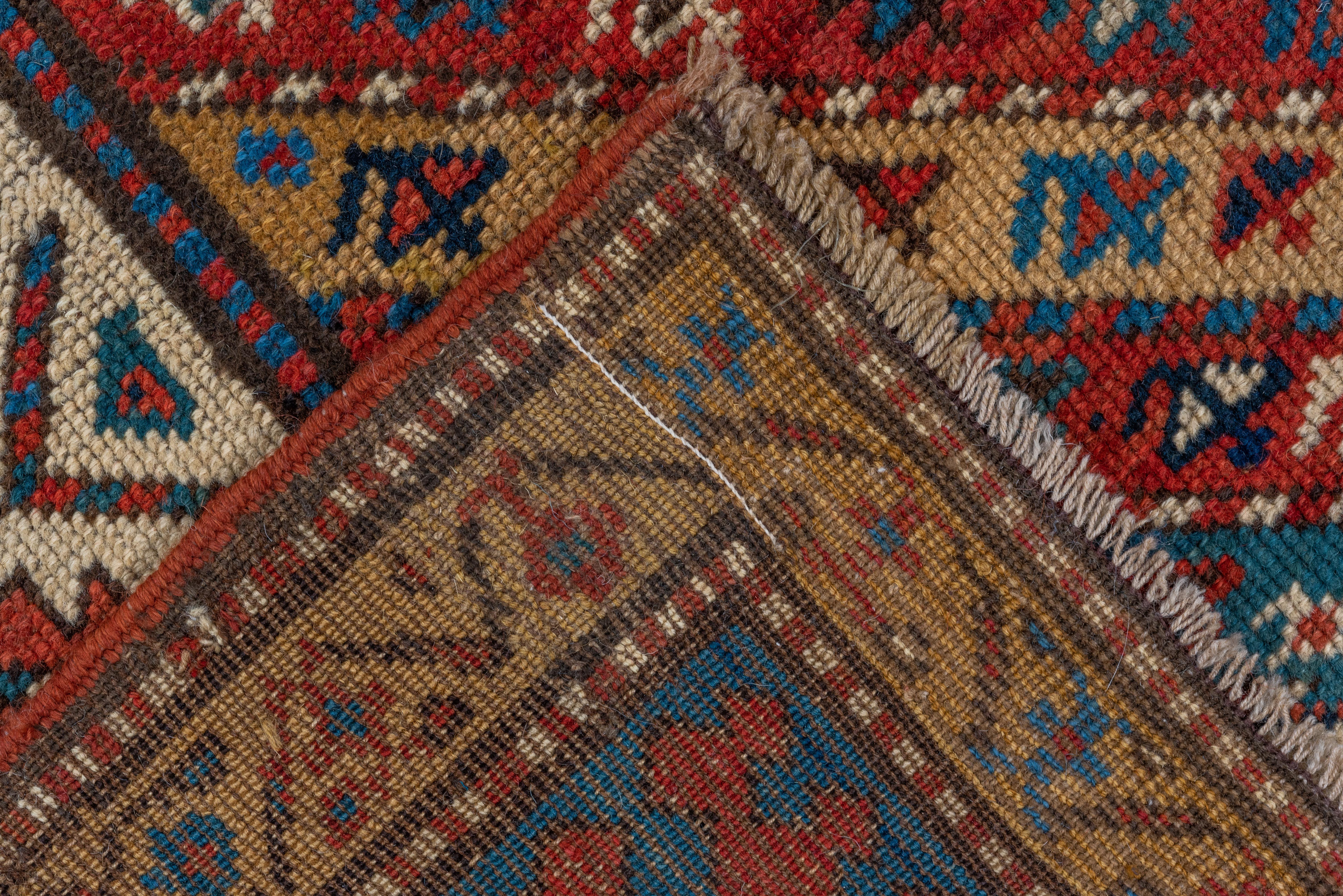 20th Century Antique Genje Rug diagonal tribal stripe pattern For Sale