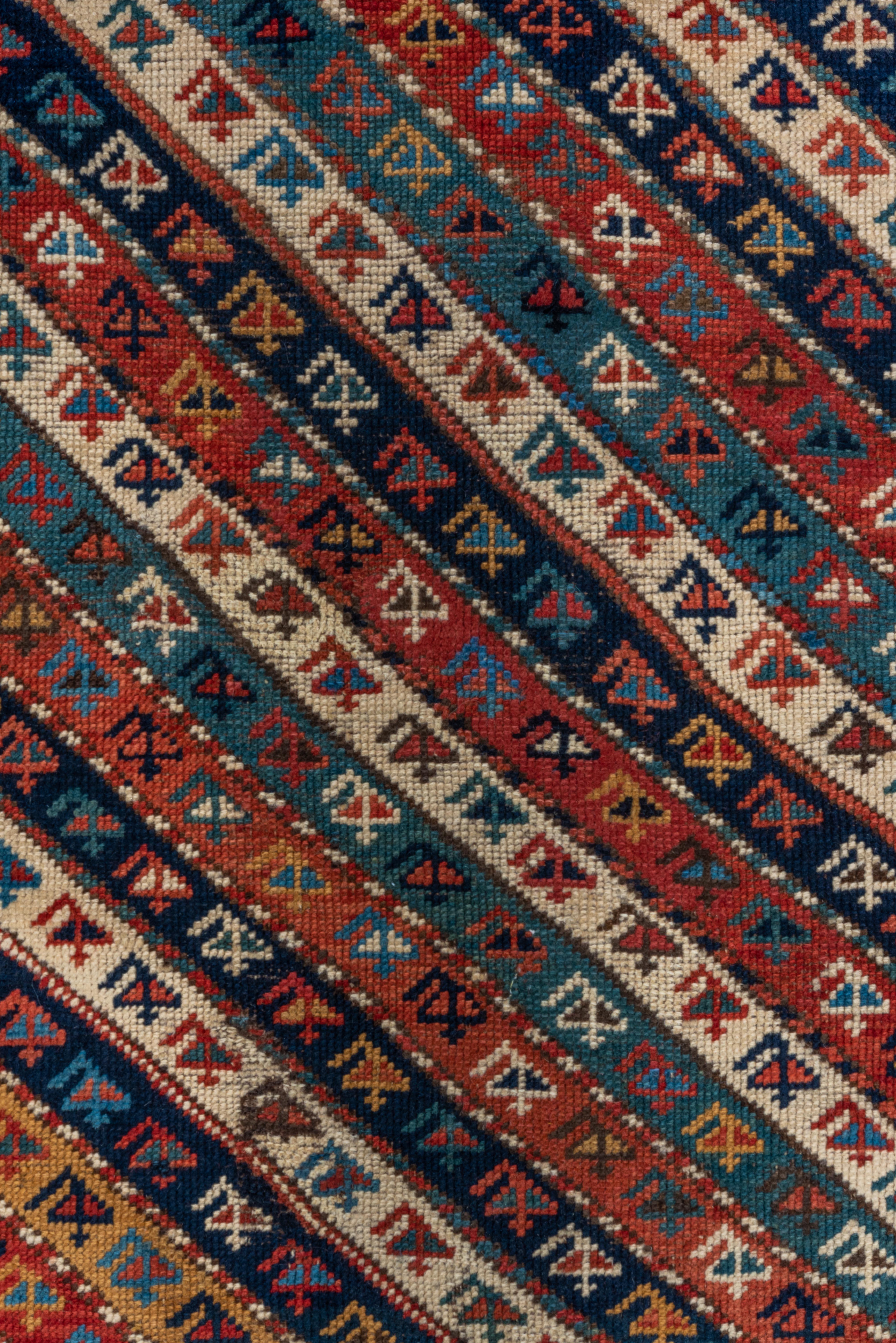 Antique Genje Rug diagonal tribal stripe pattern For Sale 2