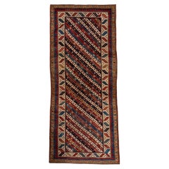 Antique Genje Rug diagonal tribal stripe pattern