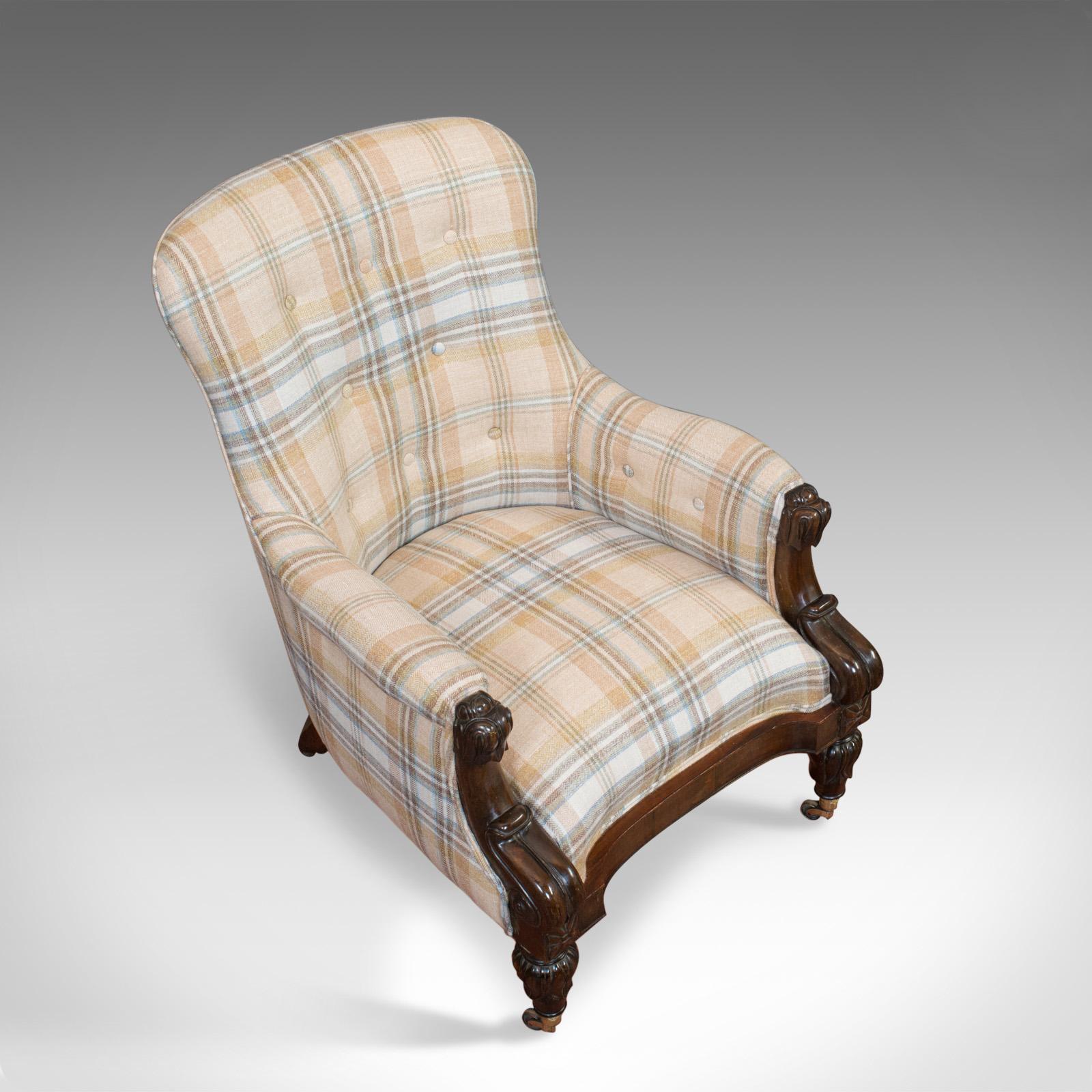 English Antique Gentleman's Armchair, Rosewood, Fireside, Club Chair, William IV