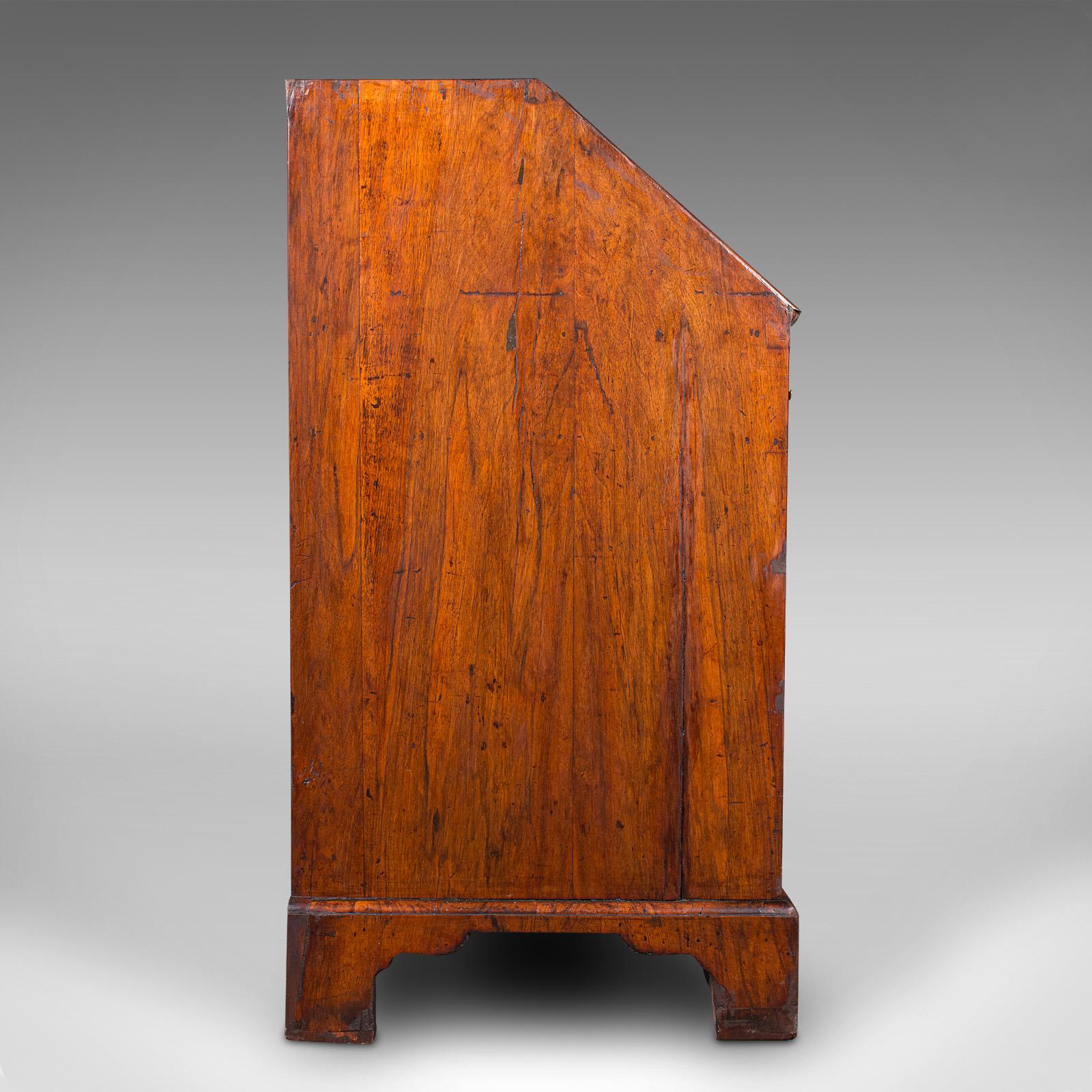18th Century Antique Gentleman's Bureau, English, Walnut, Writing Desk, Secretaire, Georgian For Sale