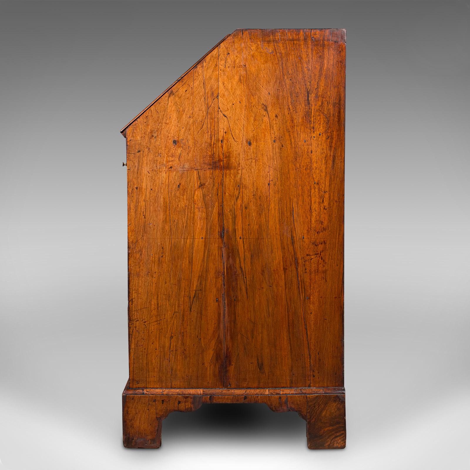 Antique Gentleman's Bureau, English, Walnut, Writing Desk, Secretaire, Georgian For Sale 2