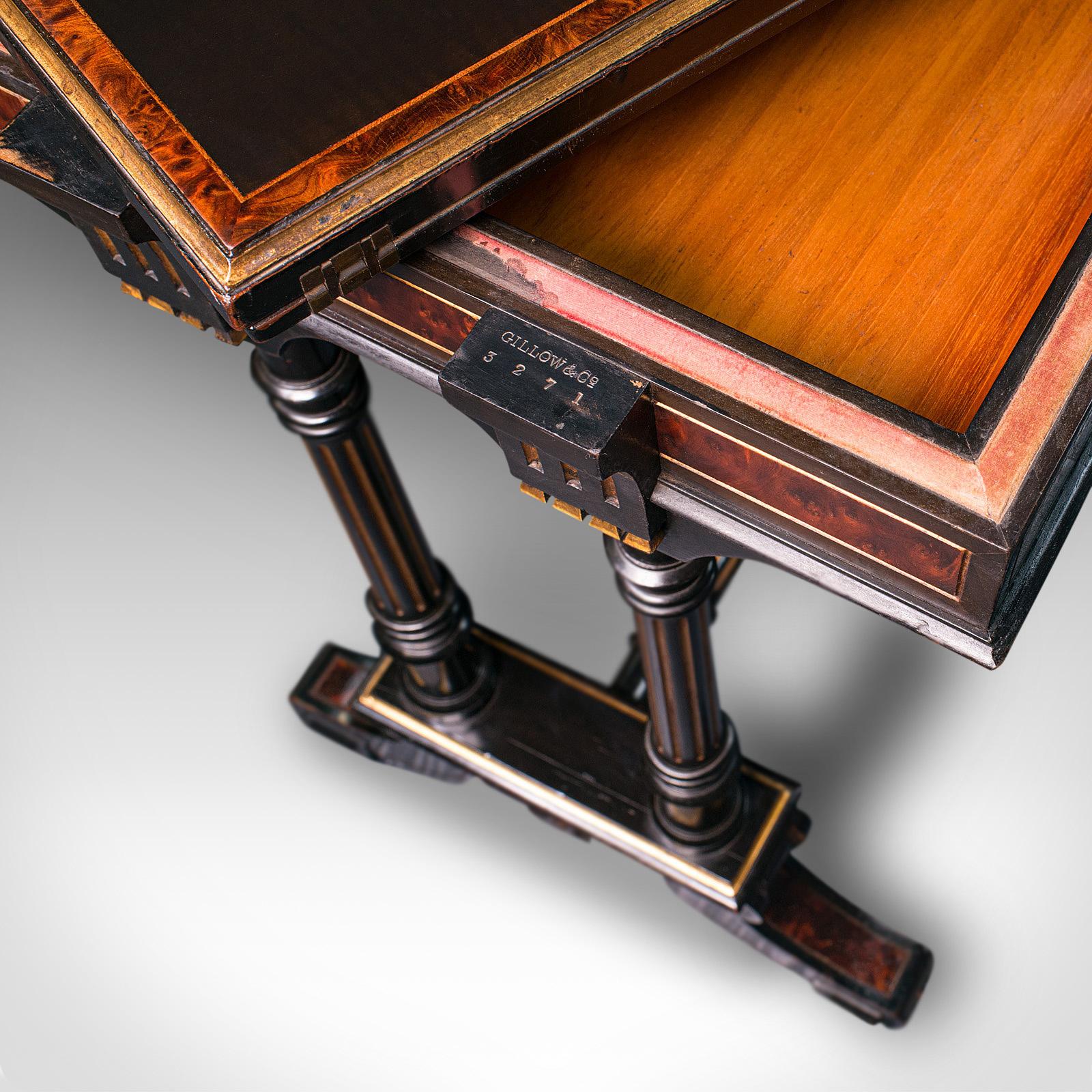 Antique Card Table, Ebonised, Games, Gillow & Co, Aesthetic Period, Circa 1875 4