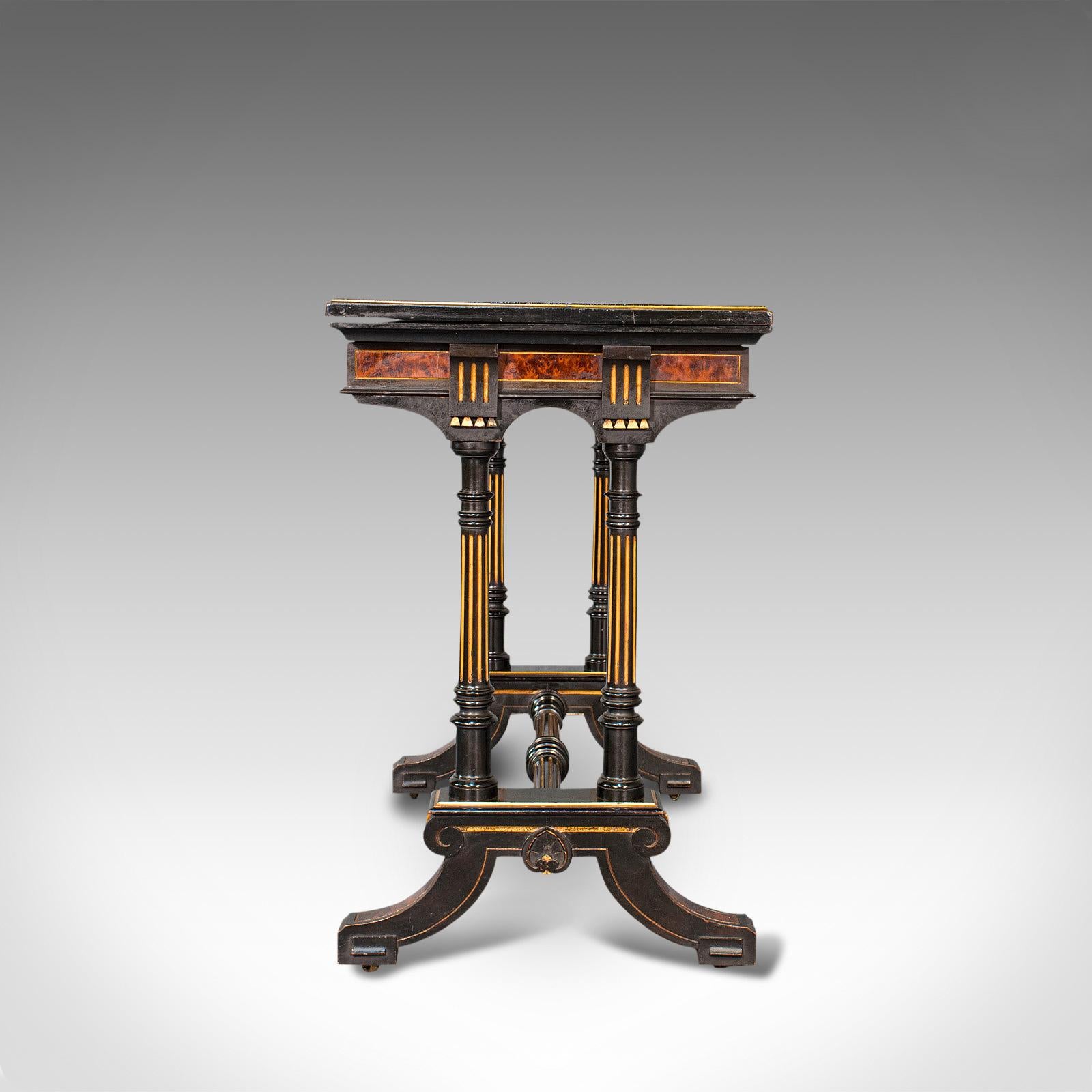 Antique Card Table, Ebonised, Games, Gillow & Co, Aesthetic Period, Circa 1875 In Good Condition In Hele, Devon, GB