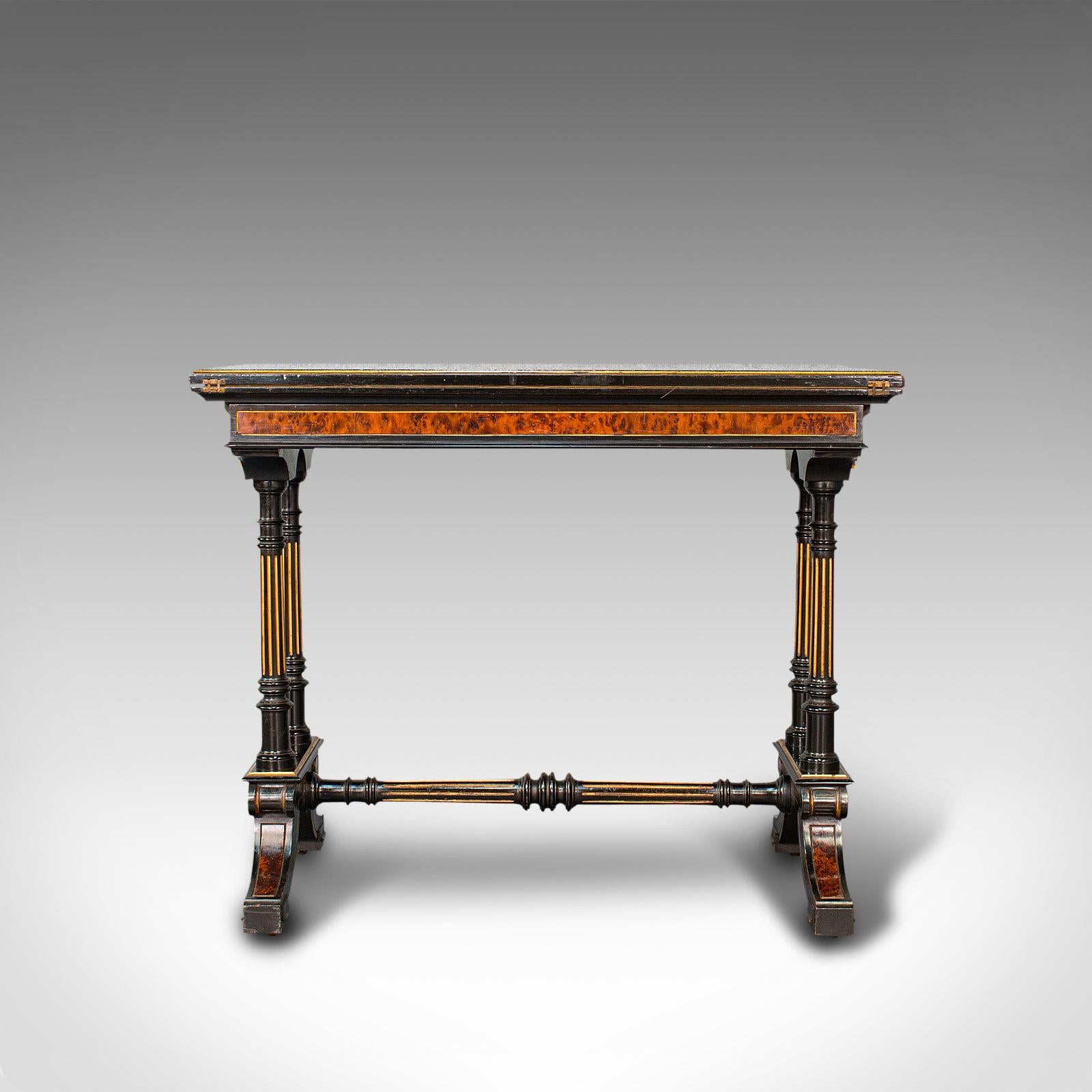 19th Century Antique Card Table, Ebonised, Games, Gillow & Co, Aesthetic Period, Circa 1875