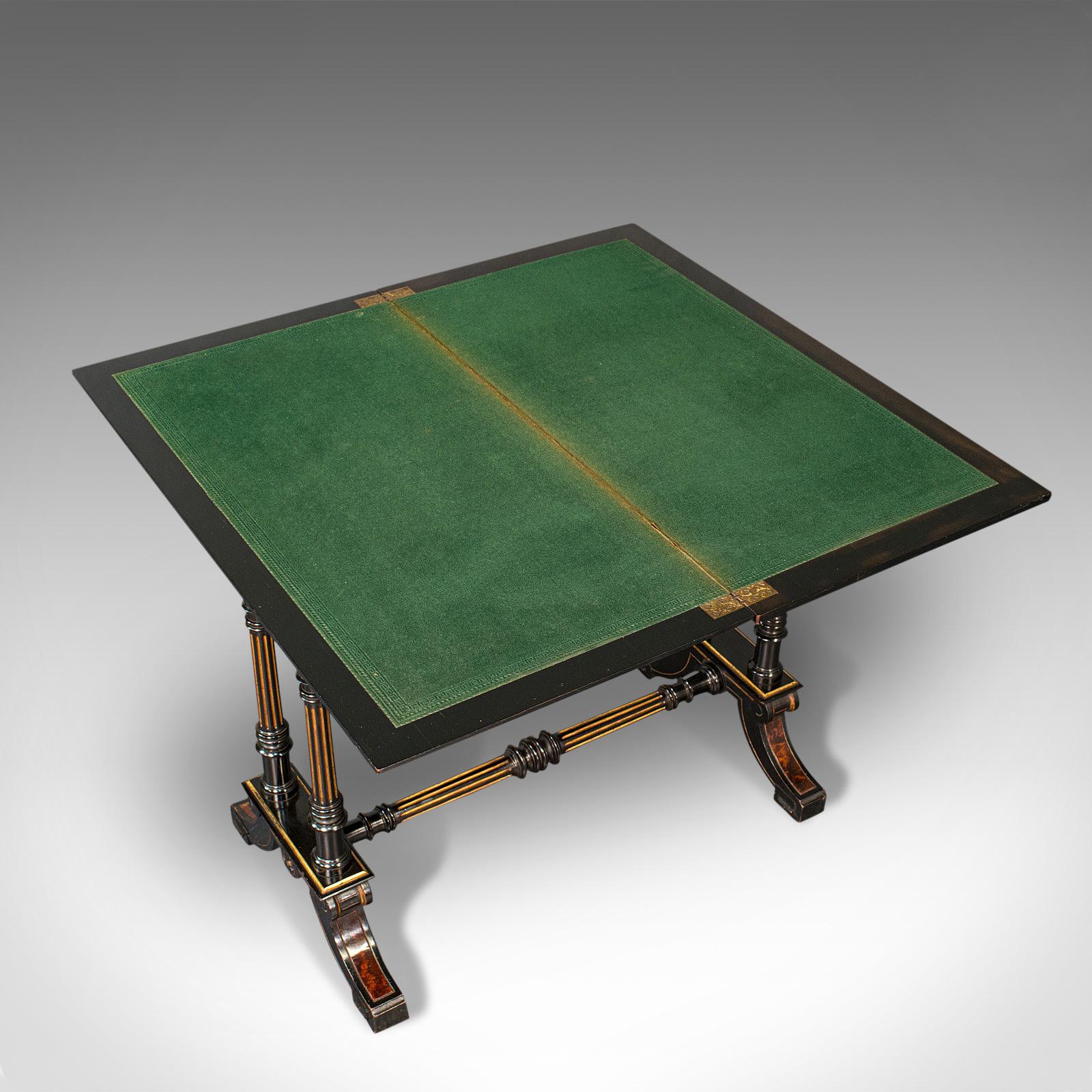 Antique Card Table, Ebonised, Games, Gillow & Co, Aesthetic Period, Circa 1875 2