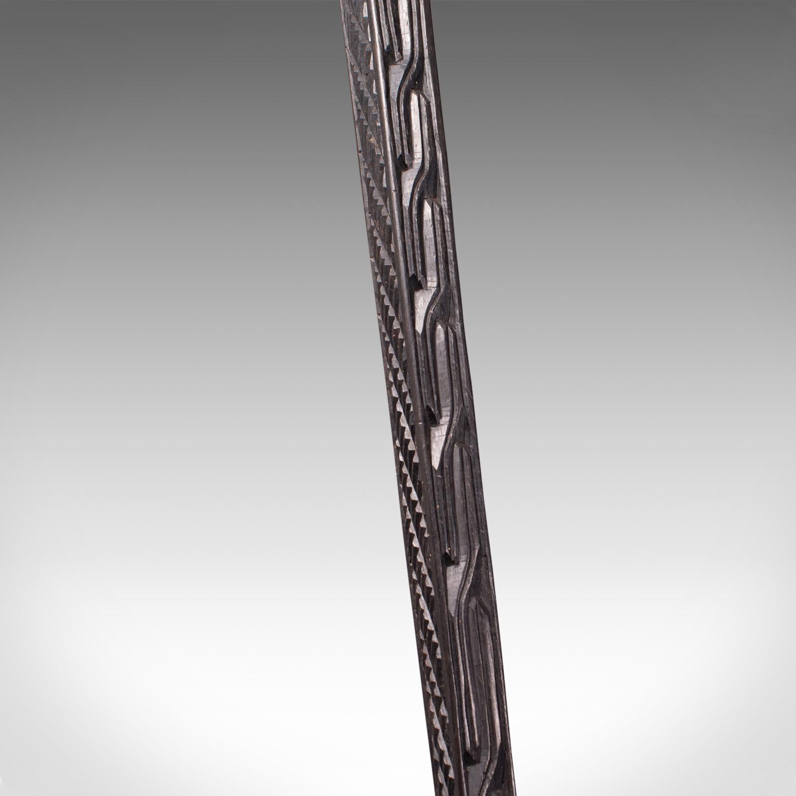 Antique Gentleman's Club Cane, English, Ebony, Carved Walking Stick, Victorian 1