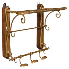 Antique Gentleman's Club Valet, French, Brass, Reception Hall Rack, Victorian