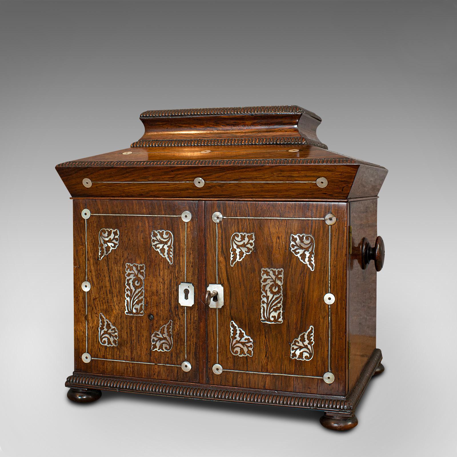 British Antique Gentleman's Correspondence Box, Campaign, Travel Case, Regency