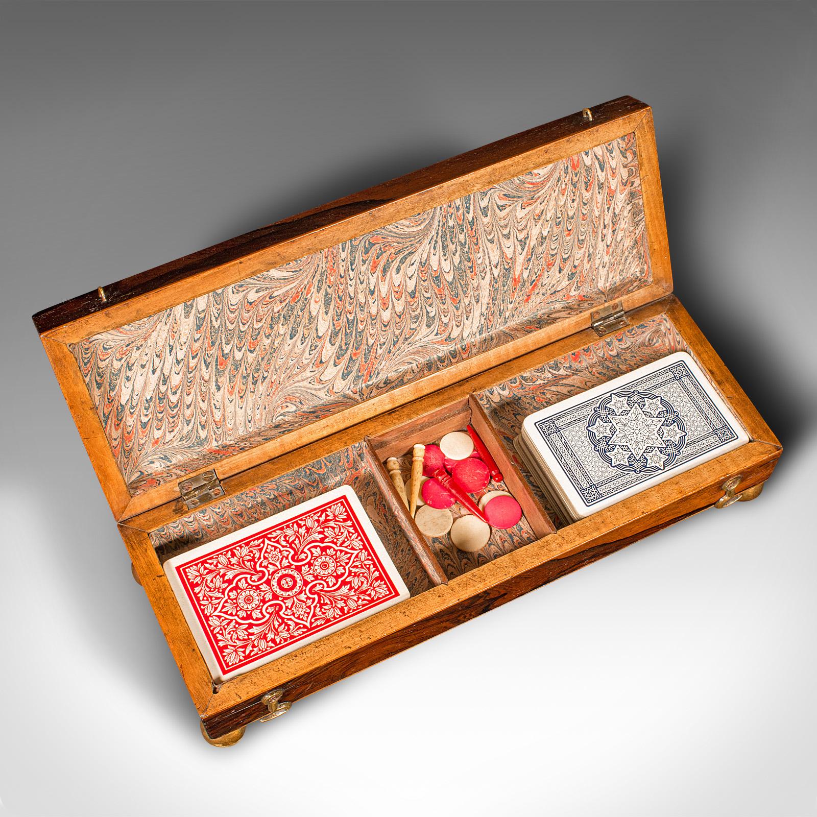 Antique Gentleman's Cribbage Case, English, Brass, Card Game Box, Mid Victorian 2