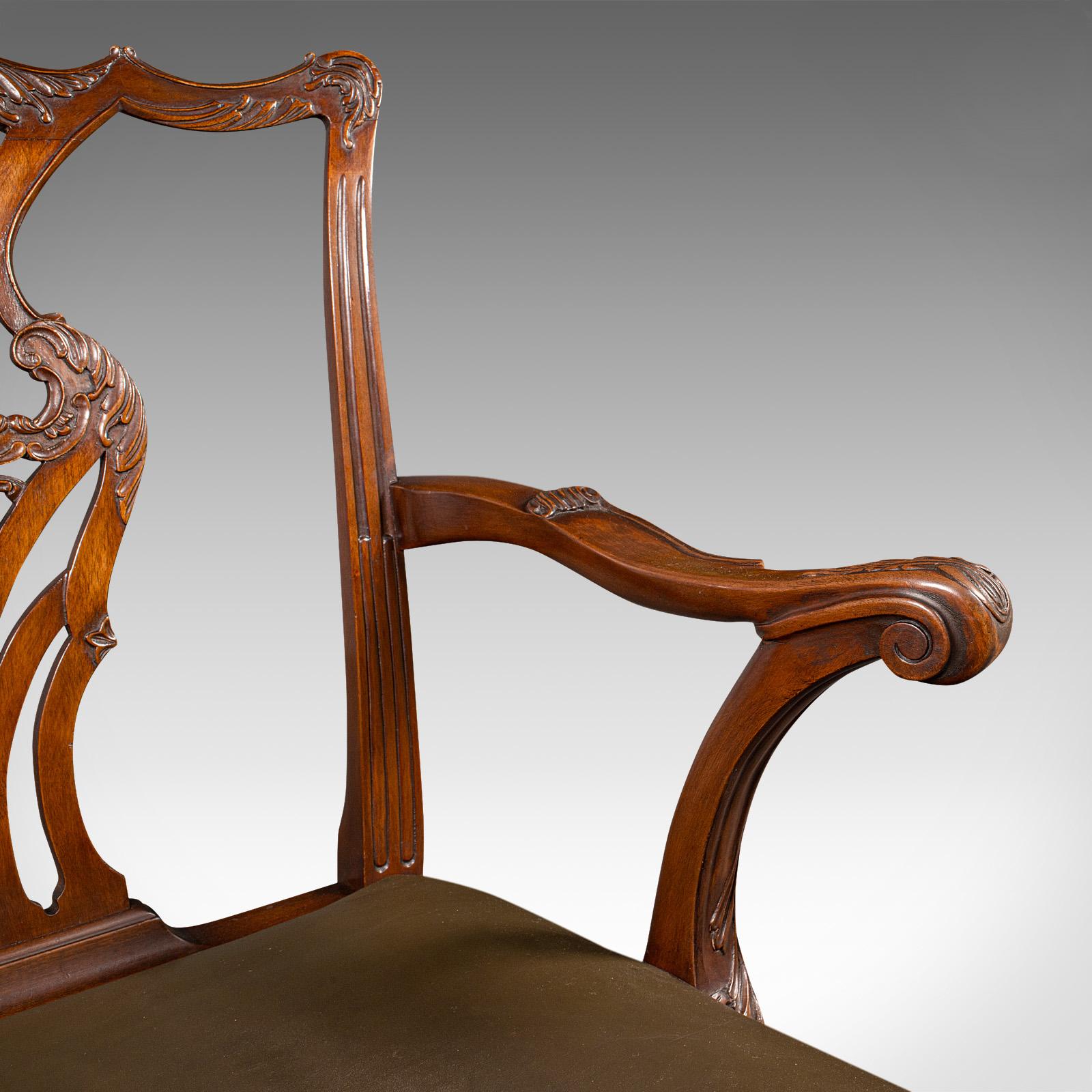 Antique Gentleman's Drawing Room Armchair, English, Chippendale Taste, Victorian For Sale 2