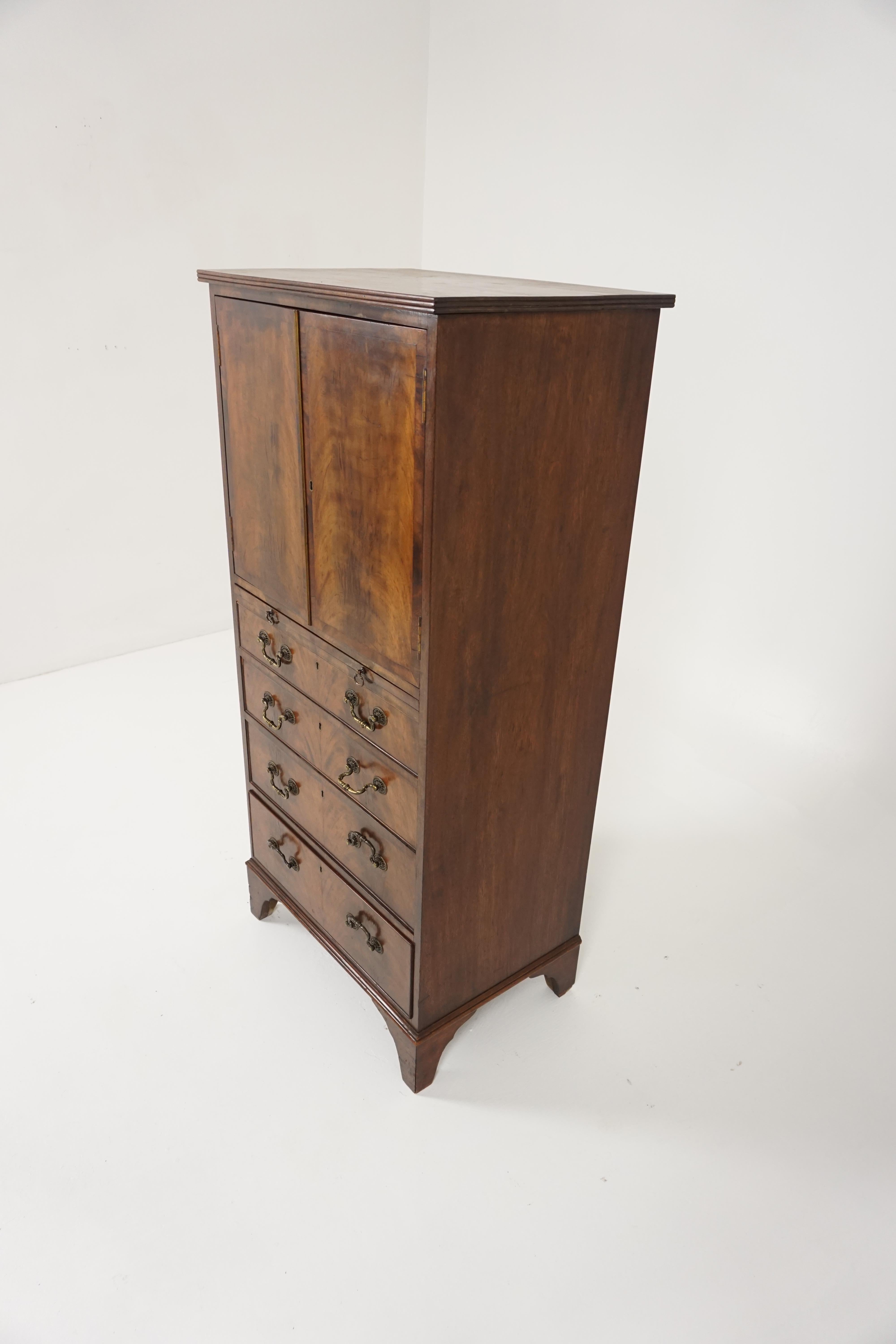 Scottish Antique Gentleman's Dresser, Walnut Chest of Drawers, Scotland 1930, B1857