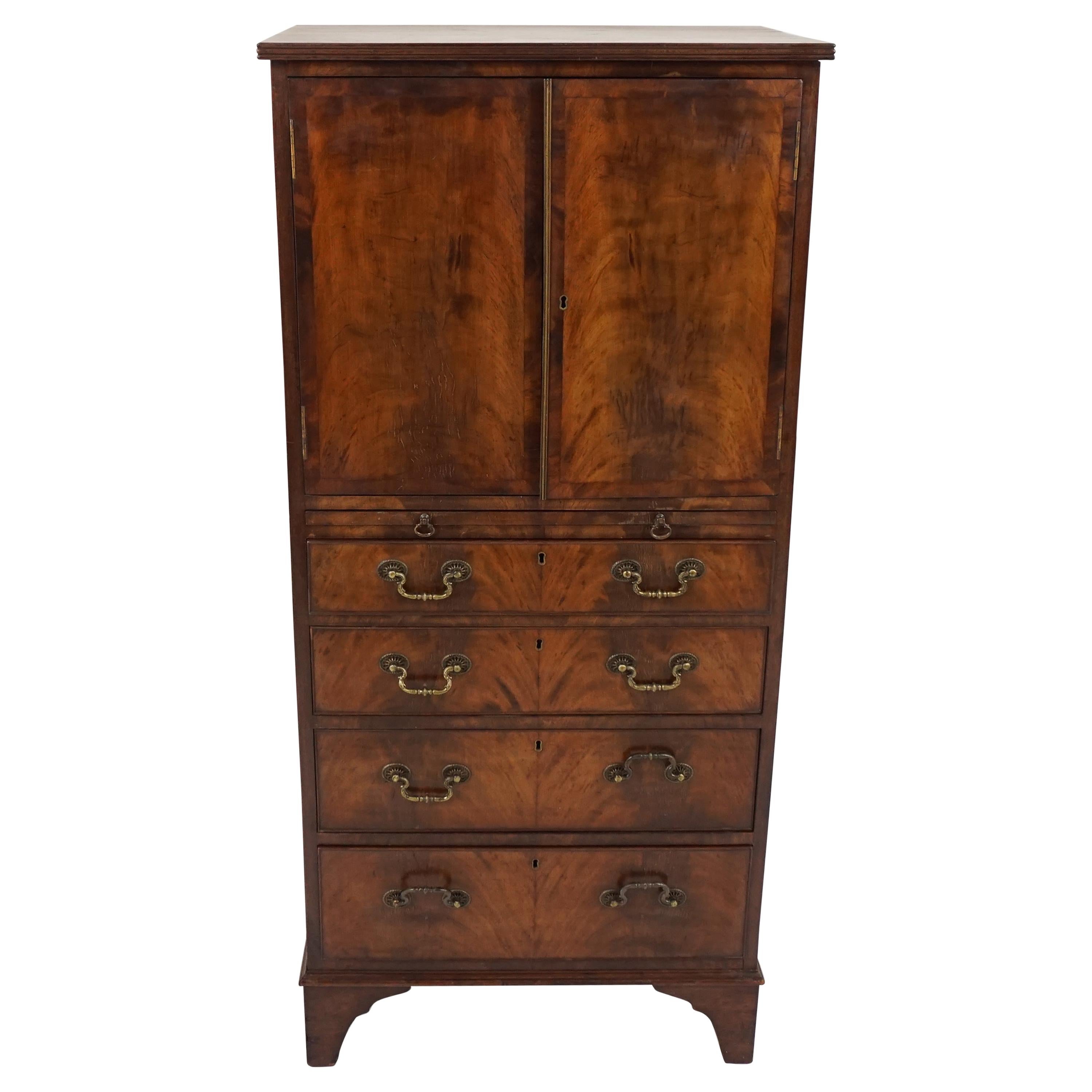 Commode ancienne pour gentleman en noyer, Écosse, 1930, B1857 en vente