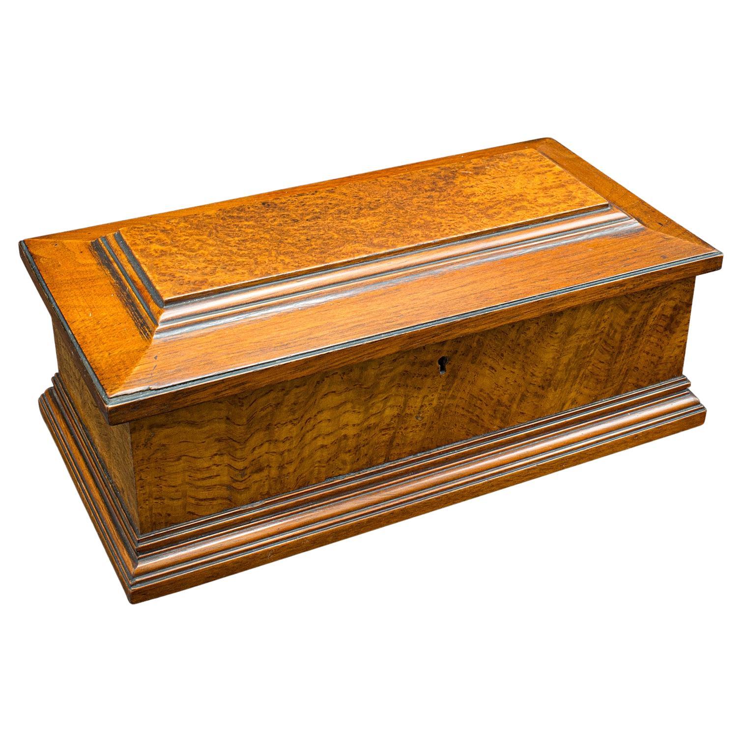 Antique Gentleman's Glove Box, English, Walnut, Burr, Keepsake, Case, Victorian For Sale