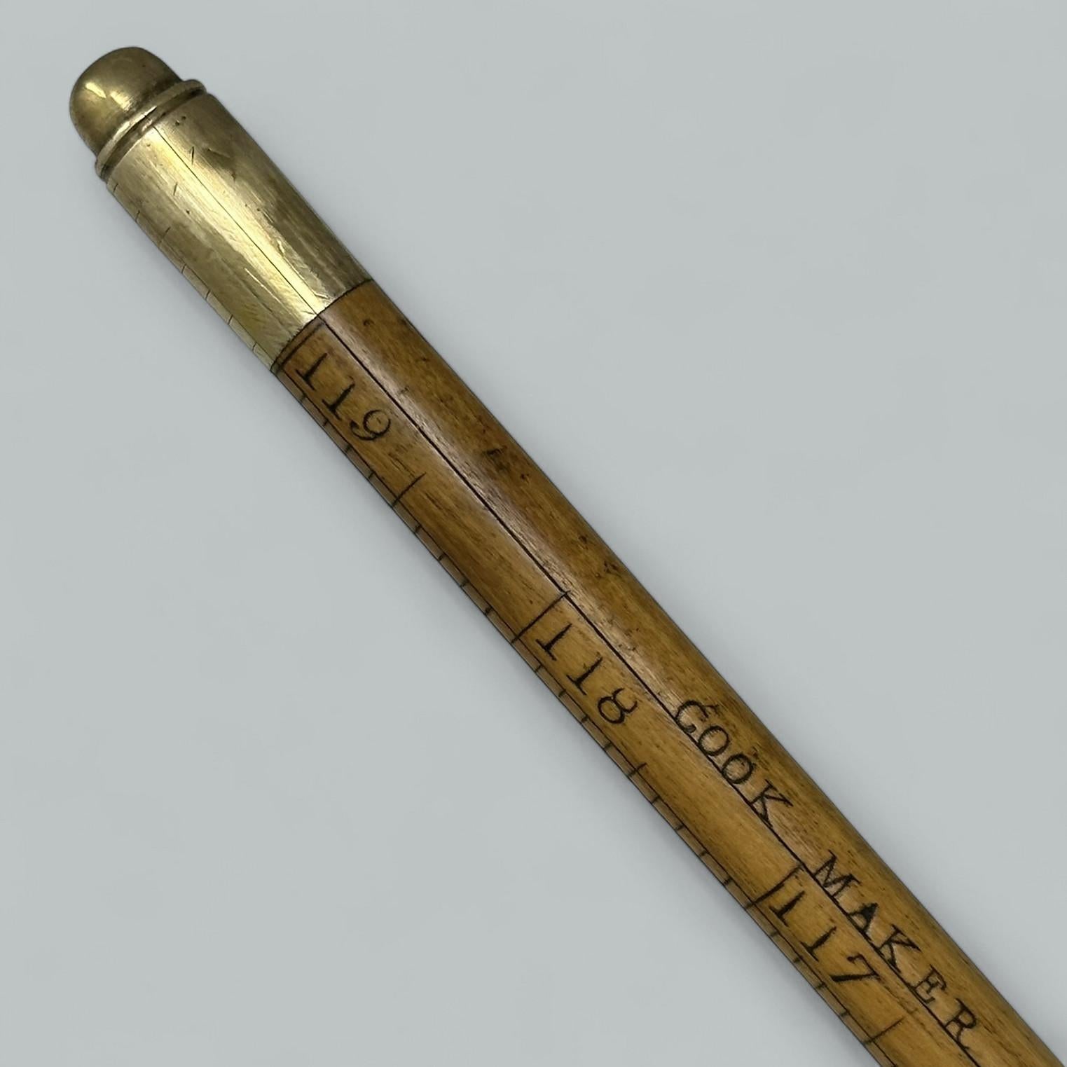 Antique Gentlemans Ladys Gadget Medición Bastón de bambú inglés Bastón RARO en venta 4